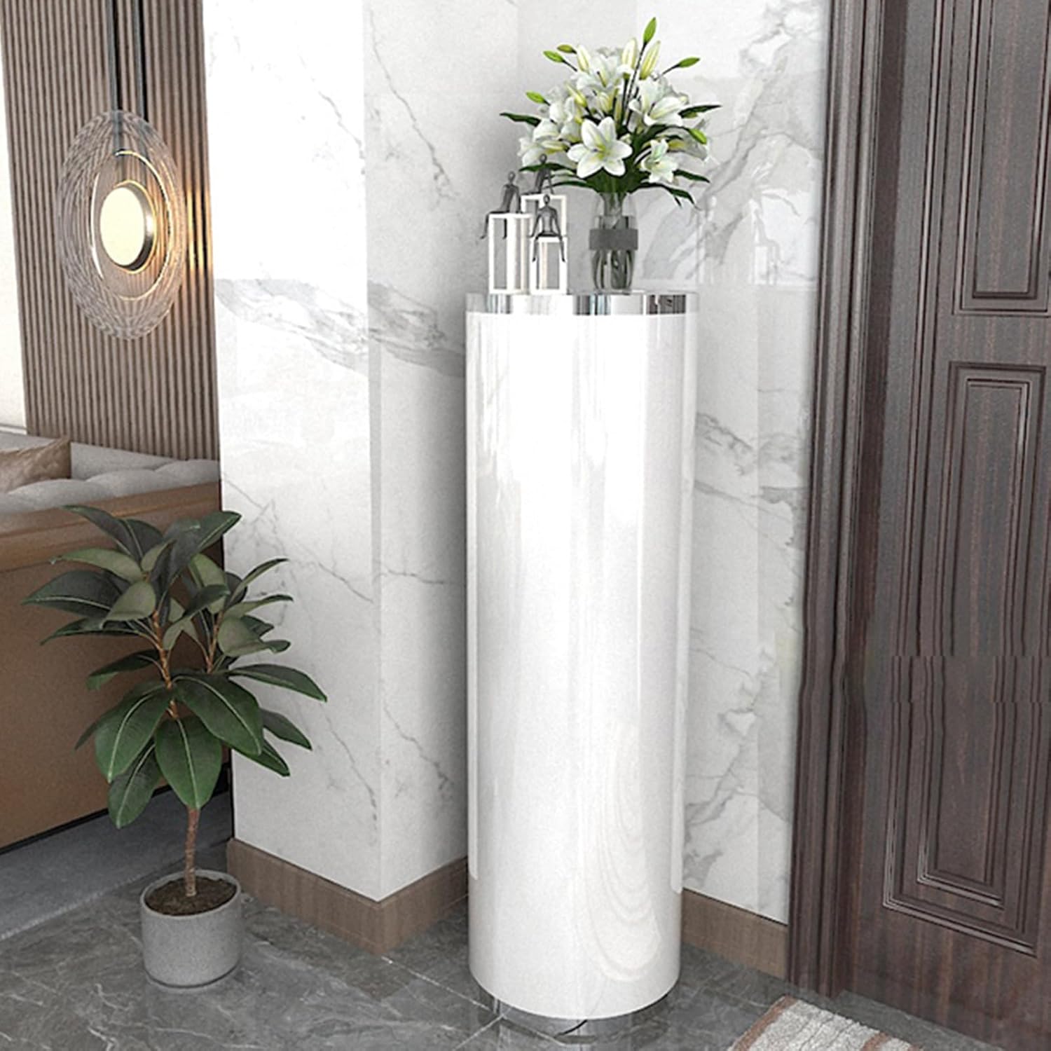 Modern 9-laags metalen schoenenrek Modern Lazy Susan 360 draaibare schoenenkast Toren Ronde achthoekige draaiende draaiende schoenenkast voor de ingang Eenvoudig te monteren