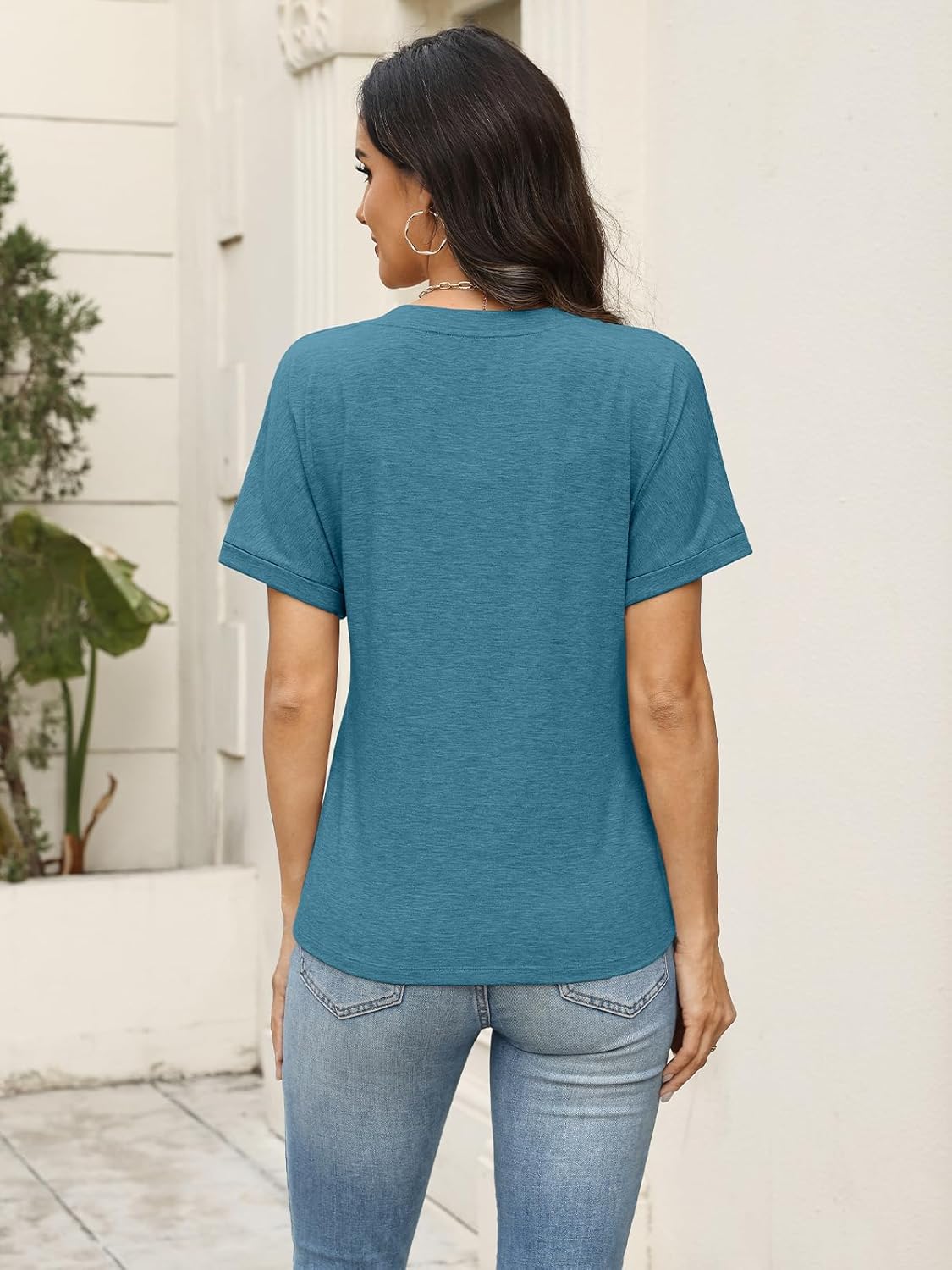 Womens Button Down Shirts Short Sleeve Summer Tops Loose Fit V Neck T Shirts Casual Ladies Tunic Tees 2026 - Image 6