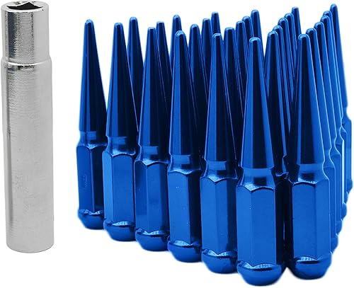 Venum wheel accessories Tuercas azules de acero de 4.5 pulgadas de alto + 1 llave de enchufe – para ruedas de repuesto funciona con Ford Mustang Gt