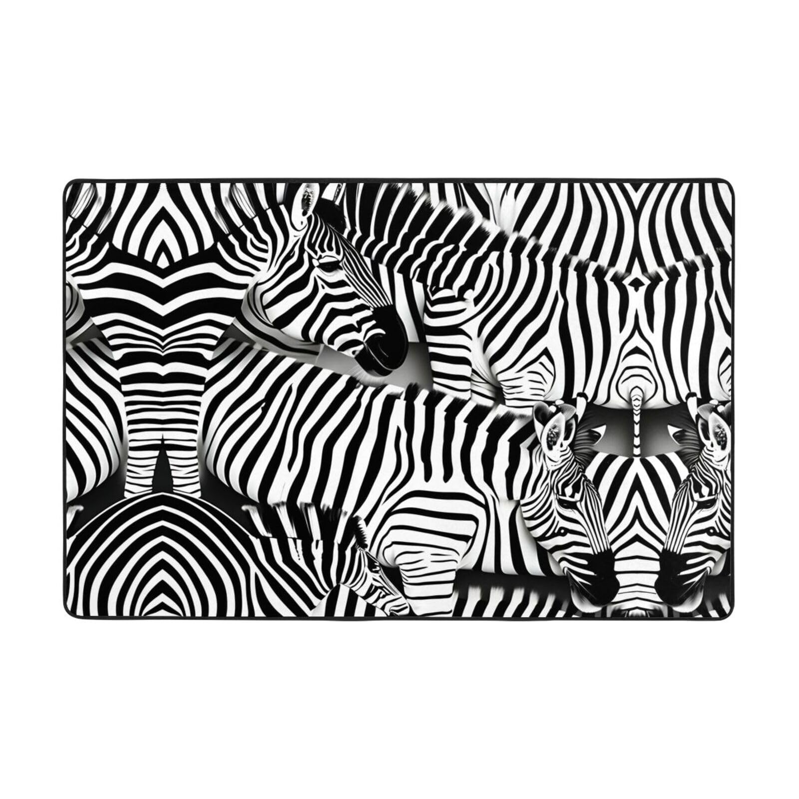 Tapis motif zèbre pour réchauffer un sol froid de salon