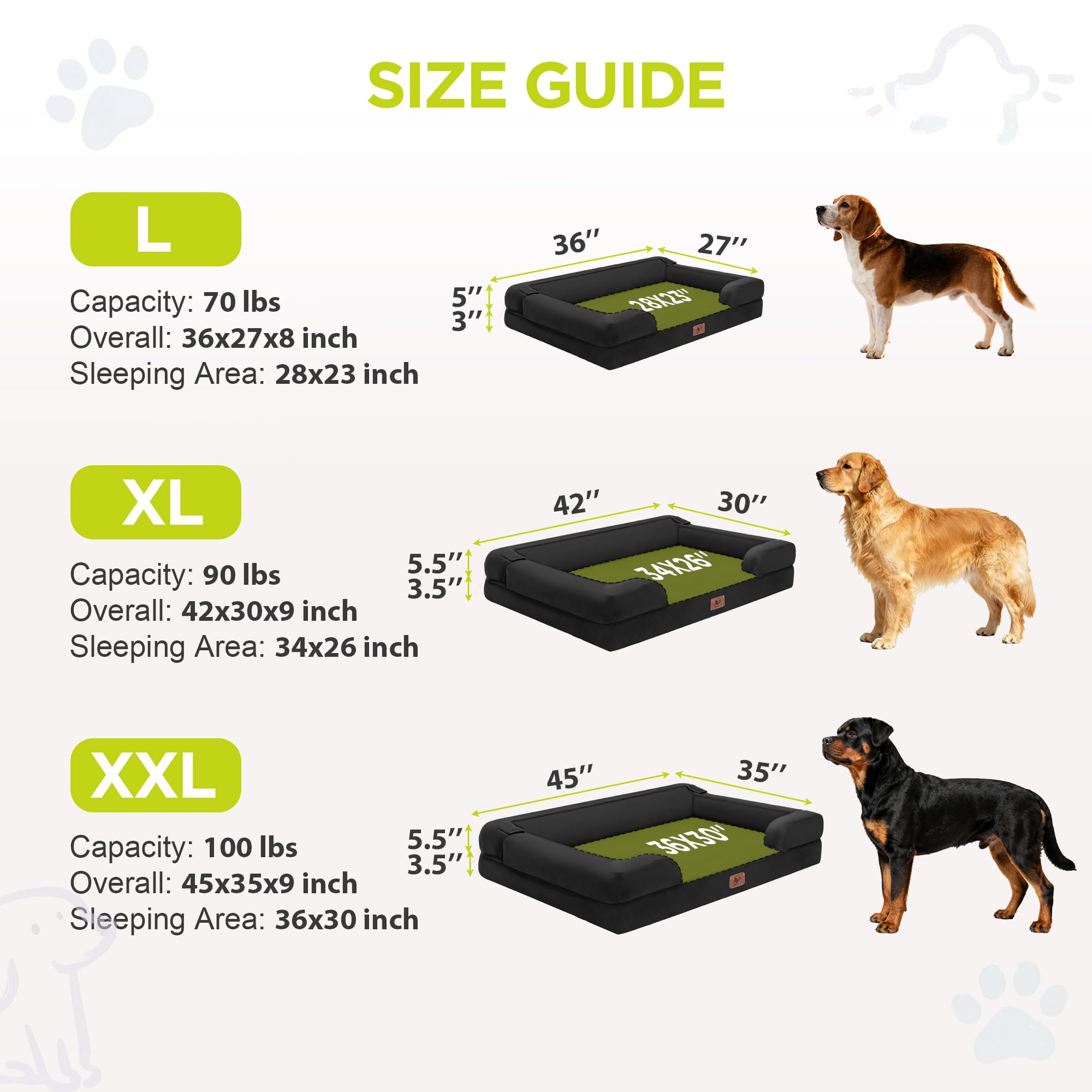Extra Large Dog Bed, Orthopedic XL Washable Bed for Big Dog Waterproof Pet Couch Sofa Bolster with Removable Cover, Non-Slip Bottom, Tennis Ball Toy, 42x30 - image 4