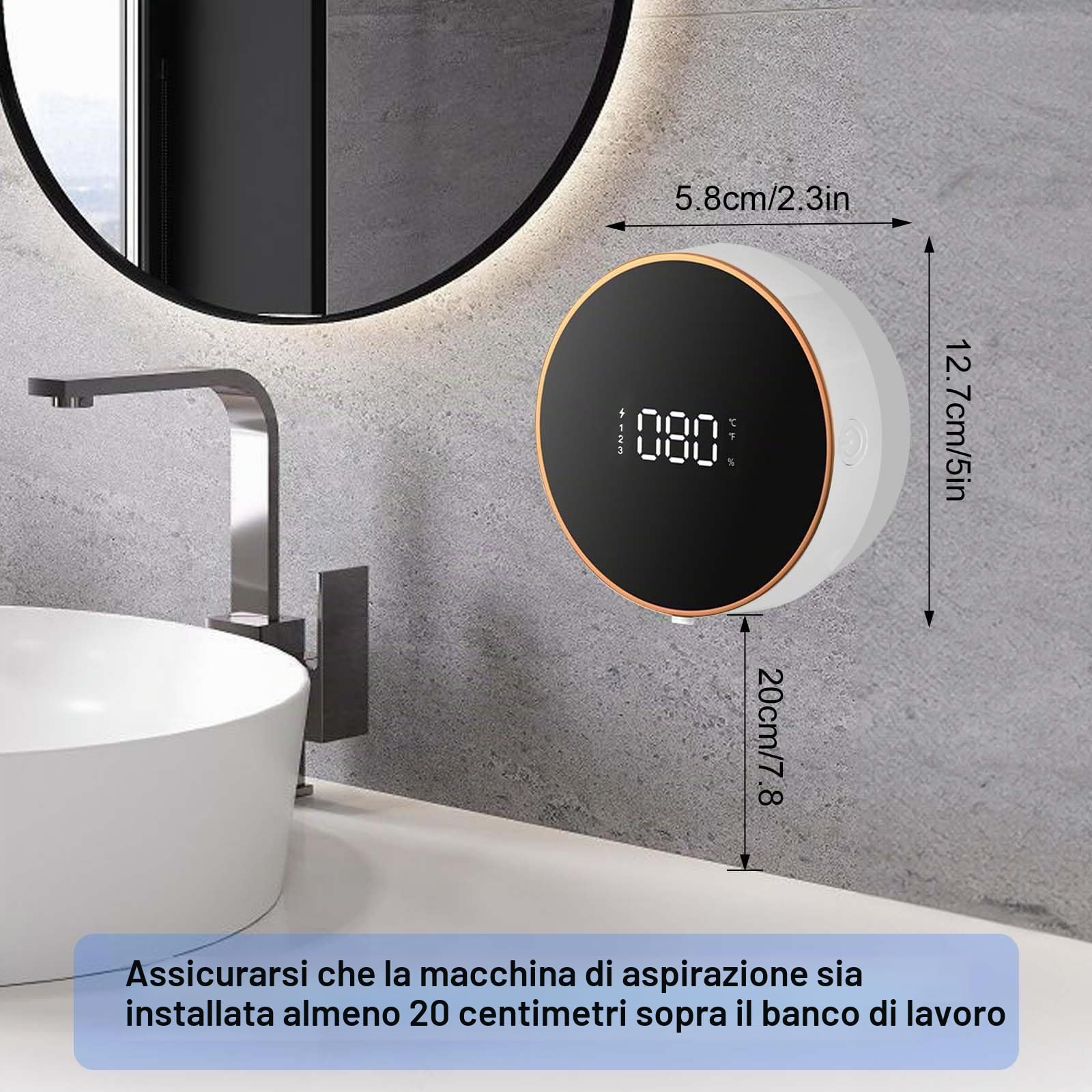 Dispenser Sapone Automatico, 300 ml Dispenser Sapone Bagno con Sensore di Movimento Infrarossi, Parete, Ricaricabile Tramite USB, Impermeabile IPX5, Adatto per Cucina, Bagno (Bianco(versione gel))