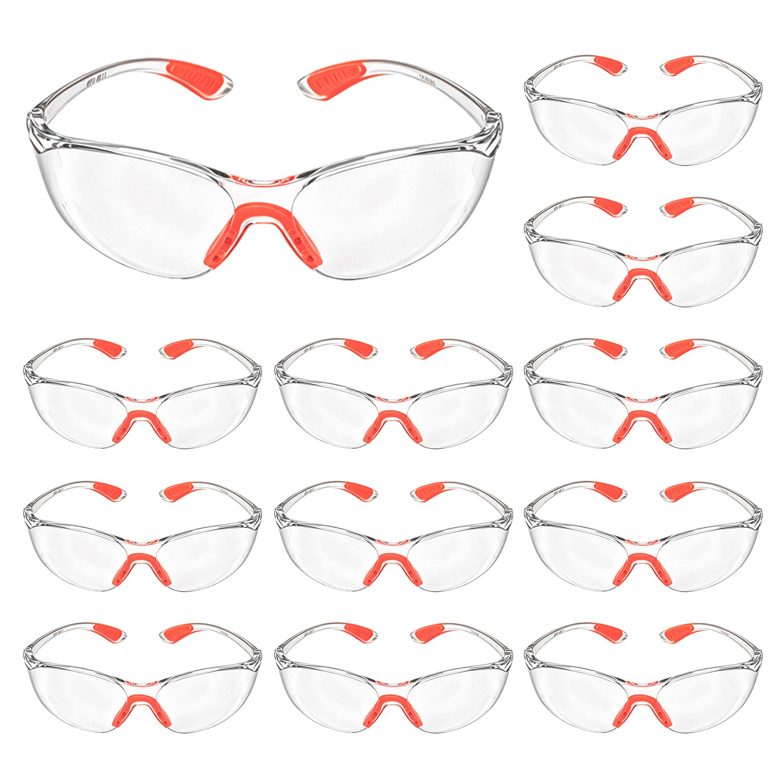 Hbzunt 12 Pcs Clear Safety Glasses, Eye Protection Glasses, Protective Glasses for Work, Construction, Laboratory, Anti Dust, Chemistry, Kids Adult