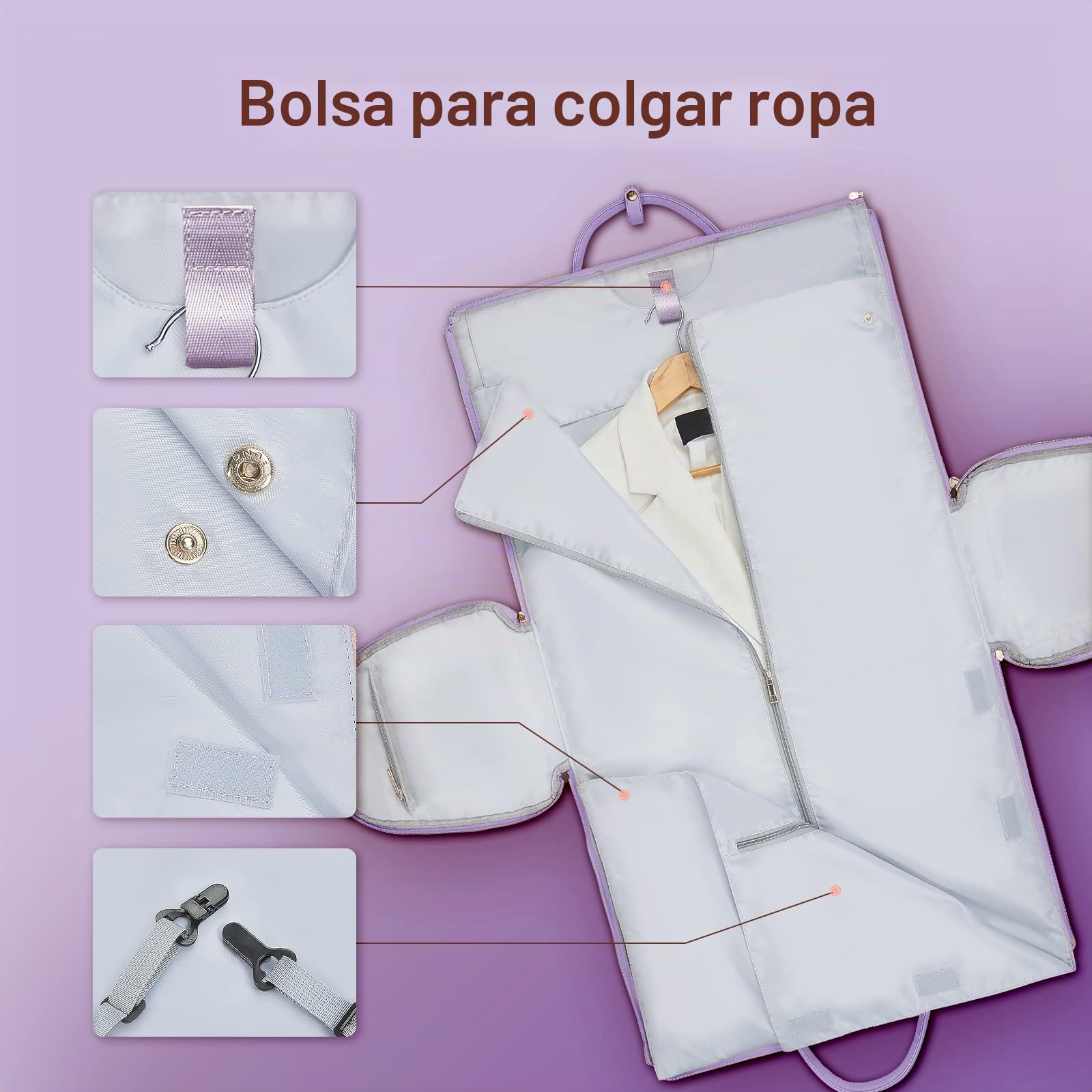 Bolsa portatraje de Viaje para Mujer, Púrpura, Carry-on 20-Inch, Mujer
