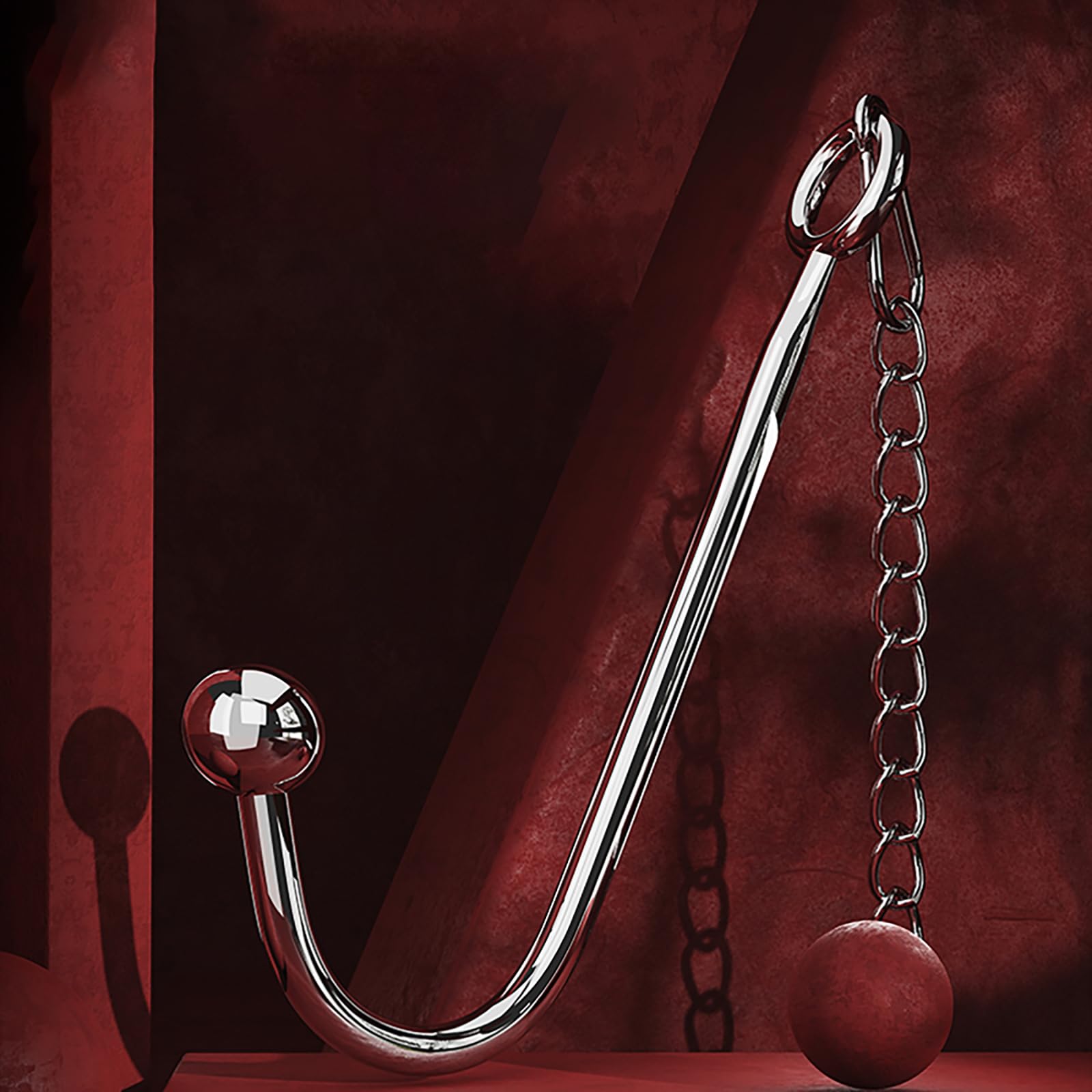 Gancho Anal De Sexo Bondage Conjunto, BDSM Collar De Cuero Ajustable Kit De Restricción, De Acero Inoxidable Gancho Anal Parejas Adultos Juguetes Sexuales Fetiche (Black)