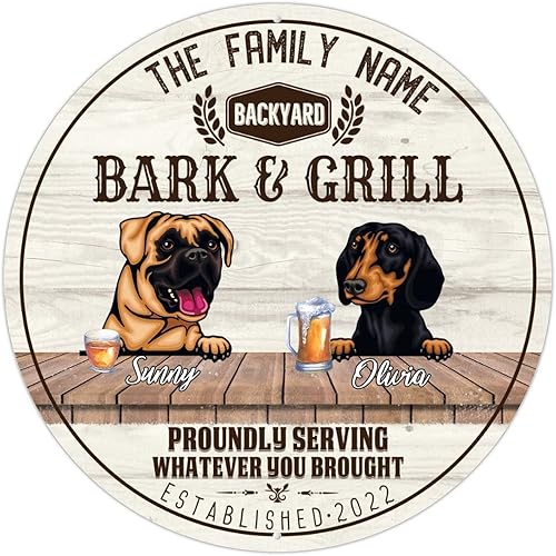 Vista 16 de Letrero de perro de boxeador y pastor alemán, letrero de metal de bienvenida, arte de pared personalizado, decoración de pared rústica de metal