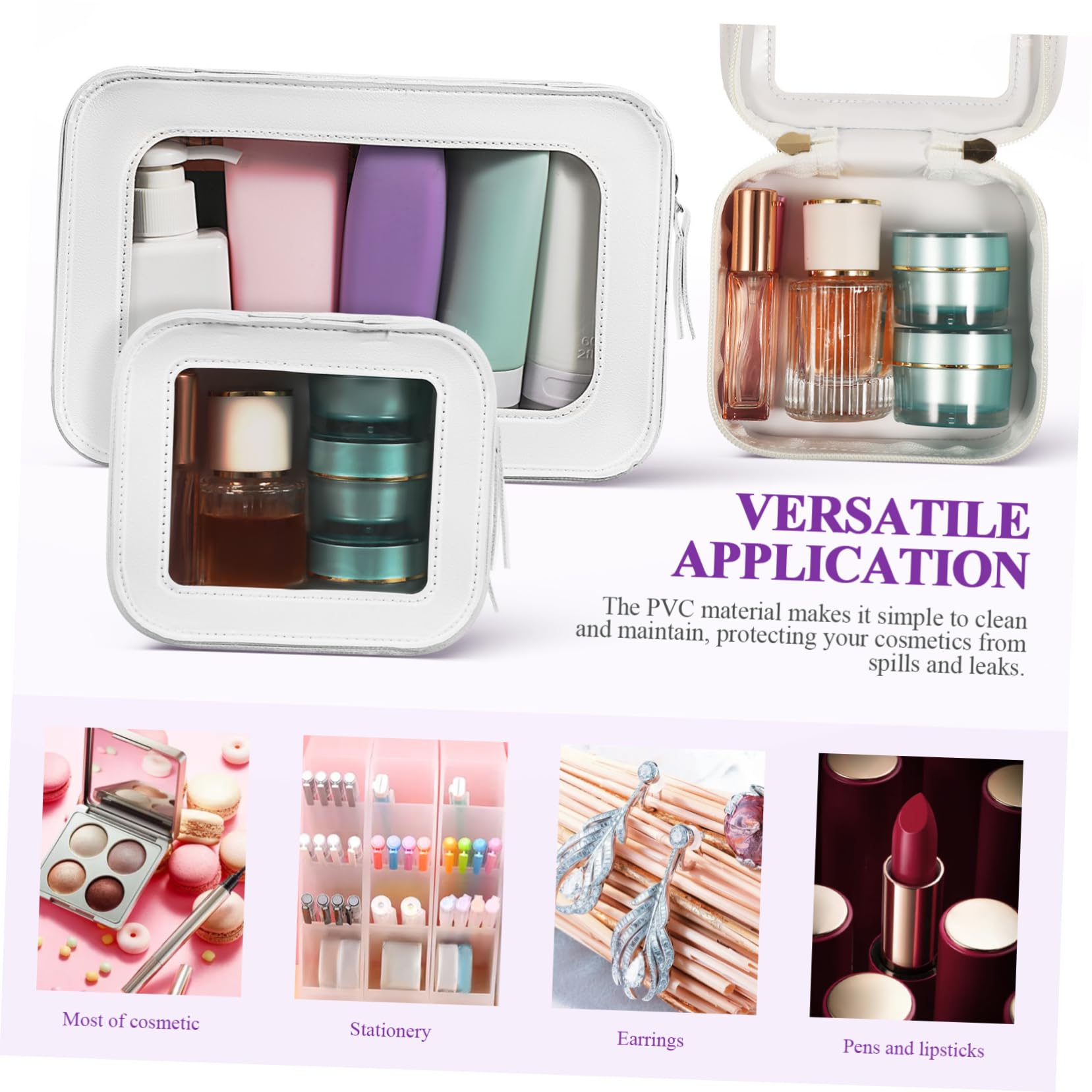 FOMIYES Borsa Cosmetica Trasparente con Cerniera, 2 Pezzi, per Viaggio e Utilizzo Quotidiano