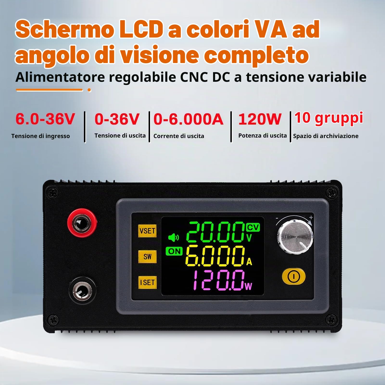 Jadeshay Regolatore di Tensione DC Boost Buck 6 – 36 V Ingresso 0 – 36 V Uscita 120 W 6 A Convertitore di Tensione Regolabile per Ricarica Solare