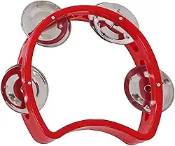 Pandeiro Infantil Meia Lua Pandeirola Profissional Colorido Para Criança Percussão Musical em ABS Instrumento de Mão Zaidan's (Vermelho)