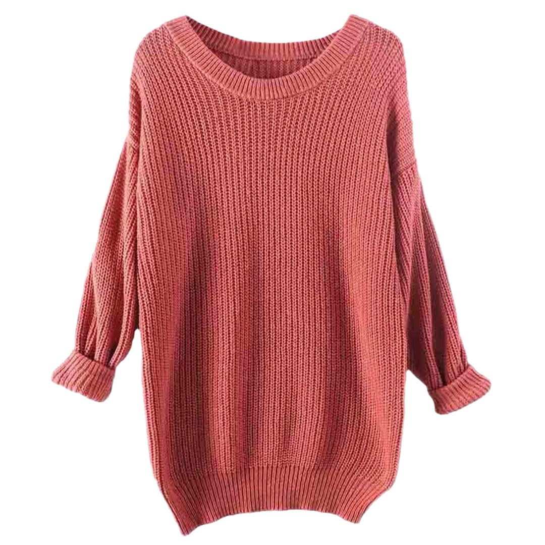 Vogrtcc Top da Donna in Maglione Pullover Lavorato A Maglia Girocollo Oversize A Maniche Lunghe