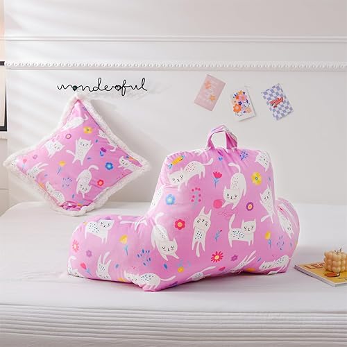 Miniatura 5 de A Nice Night Almohada de lectura de espalda para niños para leer y ver televisión, almohada para descansar en la cama con cómodo soporte de espalda,