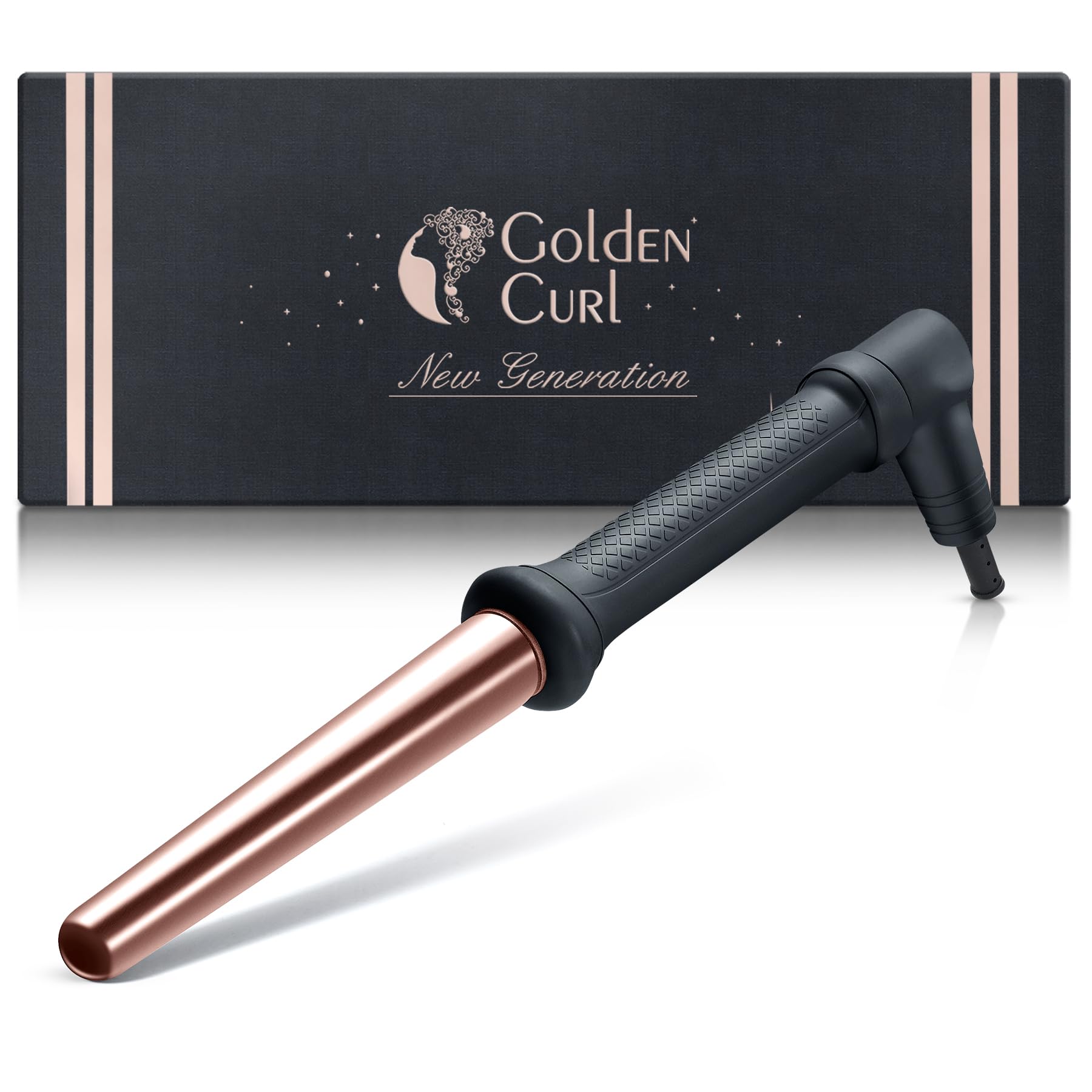 Golden Curl Arricciacapelli Professionale - 5 Anni di Tranquillità - Ferro Arricciacapelli con Barilotto in Ceramica Tormalina per Onde e Ricci per Capelli Corti e Lunghi (Oro Rosa)