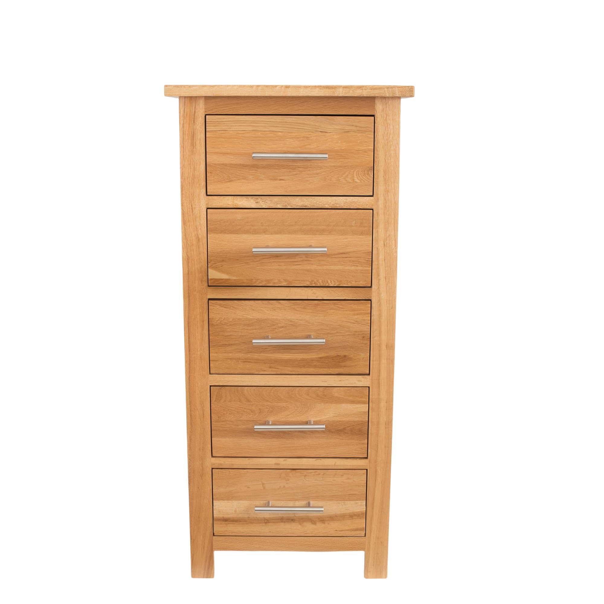 Kemtpase Tall 5 Drawers Storage Cabinet With Metal Handles Solid OAK Wood For Bedroom Living Room Hallway 32 x 42 x 92 cm