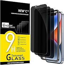 NEW'C 3 Pack Privacy for iPhone 16e, iPhone 14, 13, 13 Pro Screen Protector (6.1 inches), Anti-Spy Tempered Glass Film, Balanced 28-Degree Privacy Angle - Easy installation tool included