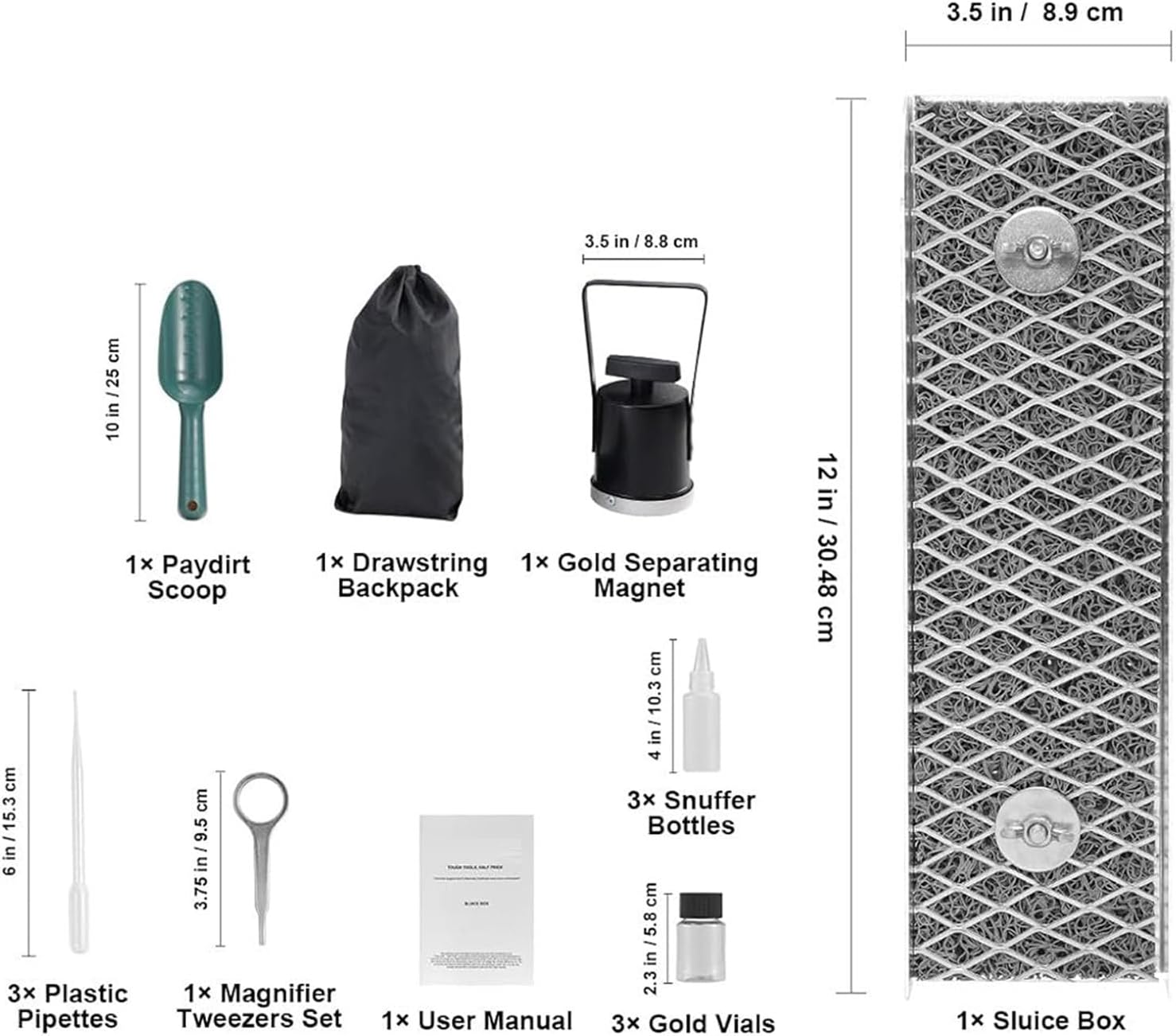 Gold Panning Kit,with Sluice Box Small Toys,Gold Mining Kit with Classifier Pan - for Outdoor Lake River Stream Mountain Exploration Adventure