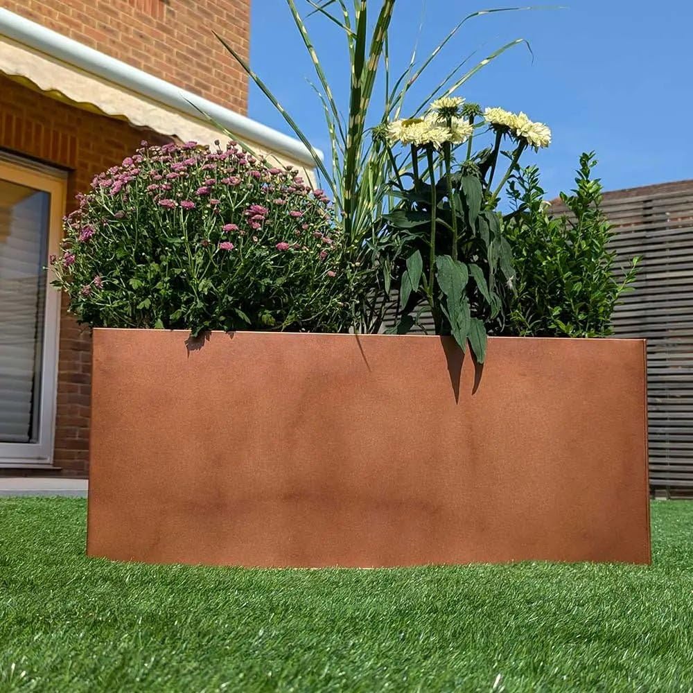 Tulipy 1.2m/1m/75cm/70cm Zinc Galvanised Trough Planter | No Assembly Needed | Lightweight (Copper, L100cm x W40cm x H40cm)