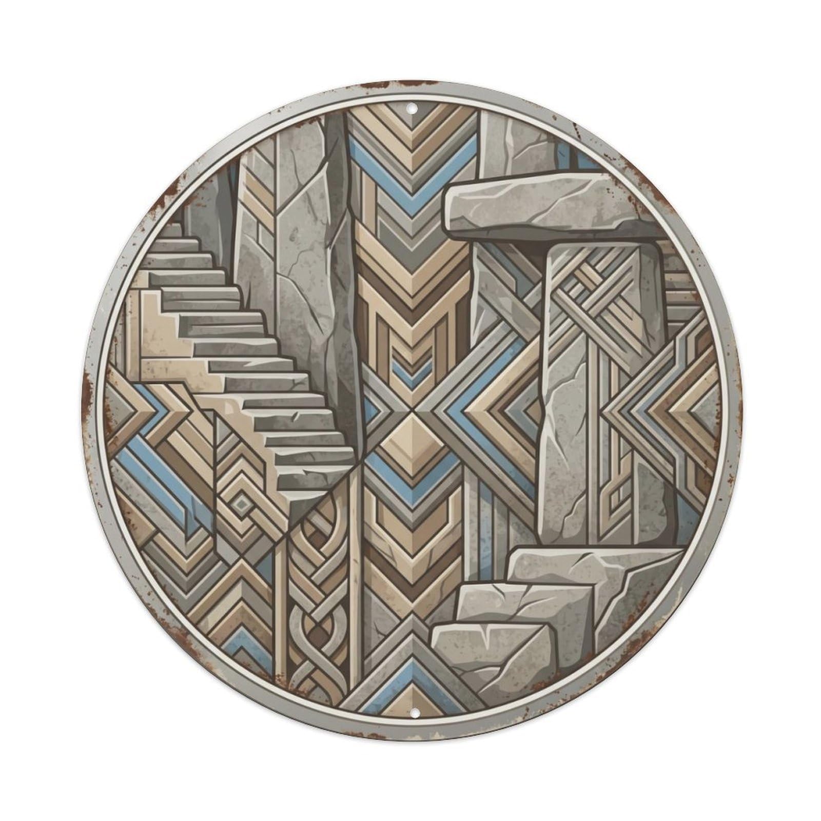 Stonehenge Macro Monument Travel Metal Tin Sign Plaque Wall Decor for Cafe, Club Bar, Office, Home Garden Round Metal Poster 8x8Inch