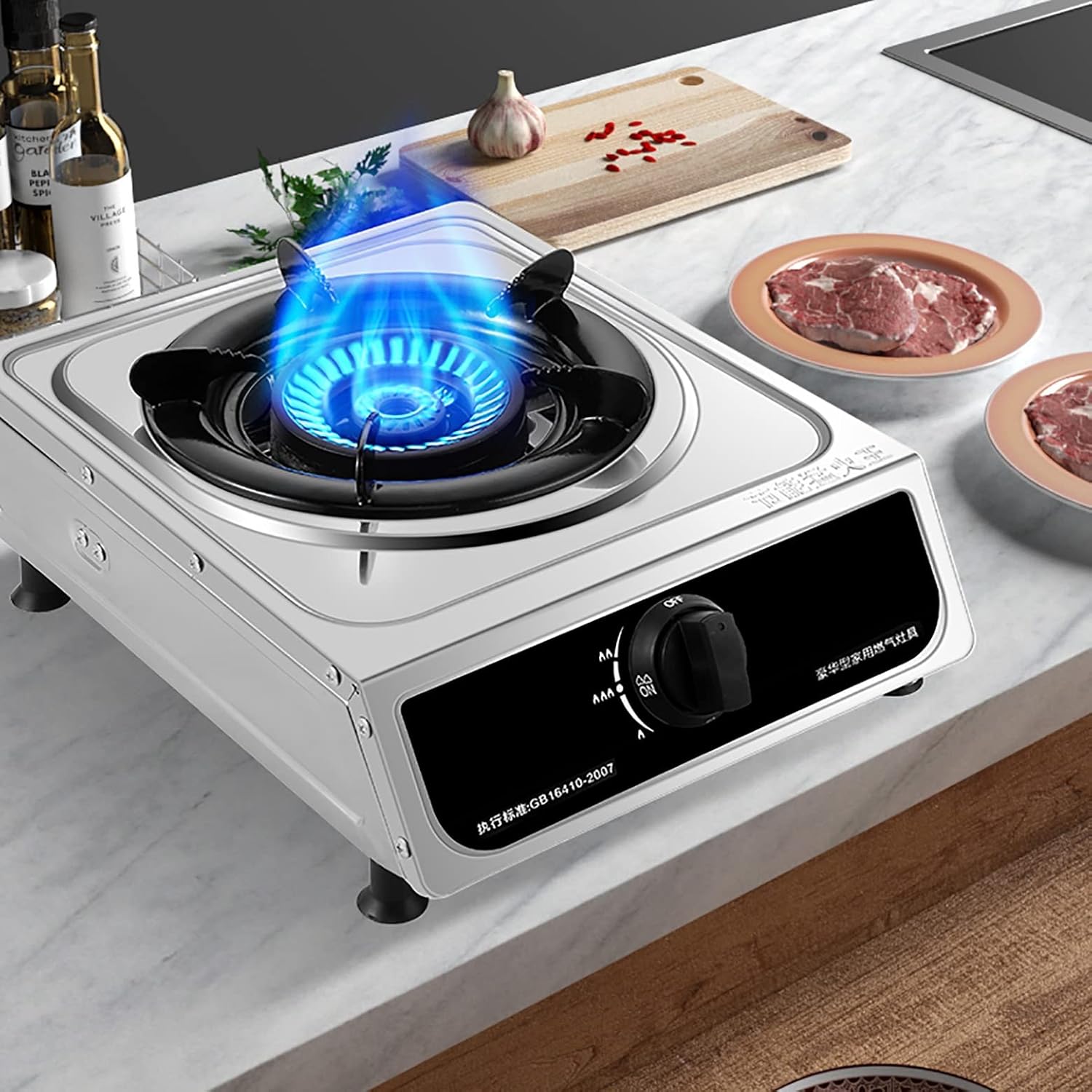 Burner Gas Cooker gas hob Table-Top Gas Cooktop， Portable Camping Gas Hob Cooker 1 Burners， Hose & Regulator, Perfect For Camping And Outdoor Cooking(A,NG)