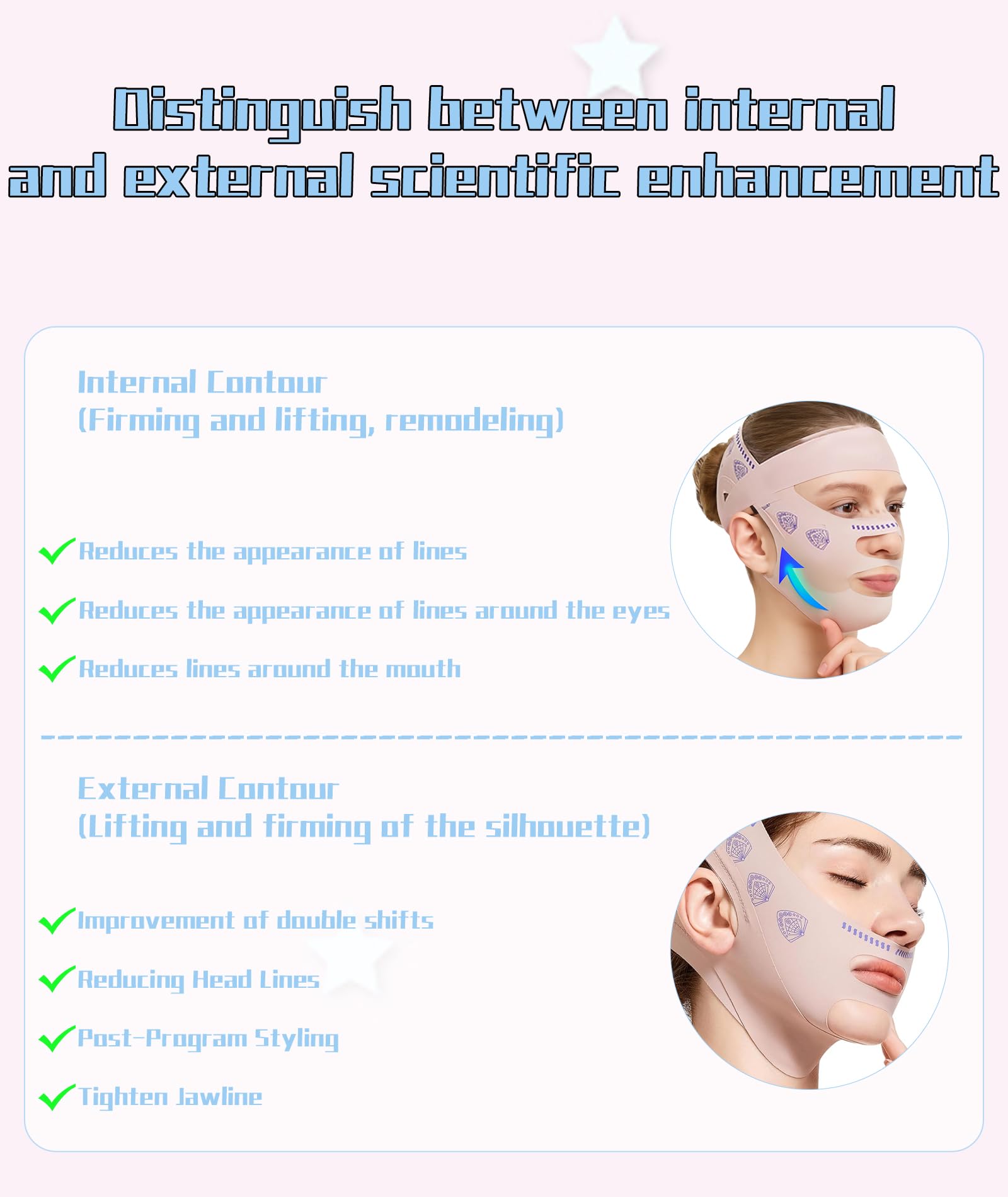 Face Lifting Mask, Double Chin Reducer and Jawline Shaper, V Shape Face Sculptor, Silicone Face Mask for Women and Men, Pink, Faces Fat Reducer and Lifting Belt for Daily Use and Sleeping 2