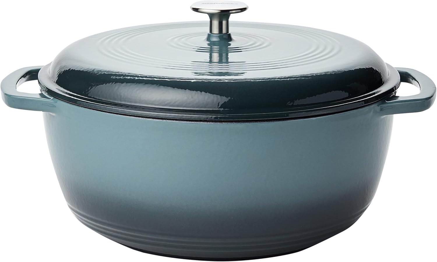 Amazon Basics Enameled Cast Iron Covered Round Dutch Oven, 7.3 Quart, Gray Gray 7.3 Quart