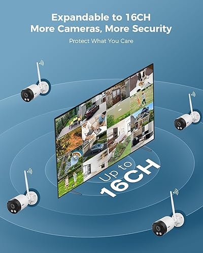Miniatura 8 de Hiseeu Cámara de seguridad inalámbrica 4K8MP para exteriores, sistema de cámara WiFi Pro 5G2.4G para seguridad del hogar, kit de 4 cámaras, visión