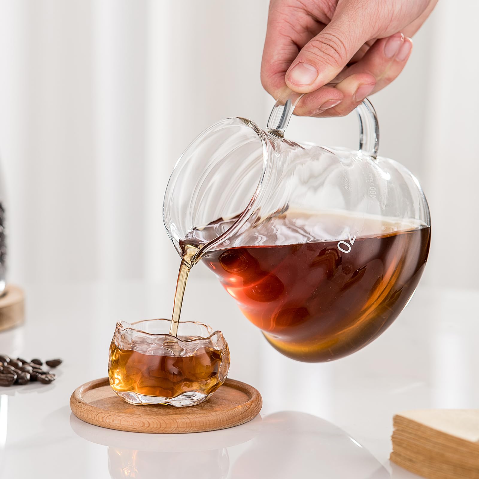 Coffee Pour Over Set - Complete Pour Over Coffee Maker with Dripper, 40Filters and Metal Stand - Portable & Stylish V60 Style Drip Coffee Brewer