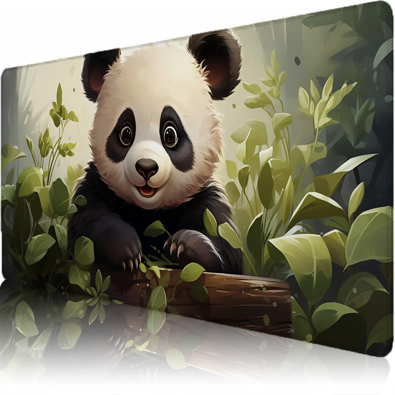 Sottomano Scrivania Grande 1200 x 600 x 3 mm Cartone Animato Tappetino Tastiera Computer con Base Antiscivolo e Bordi Cuciti, Protezione Impermeabile, per Lavoro/Casa/PC Gamer (Panda Gigante) L-x4131