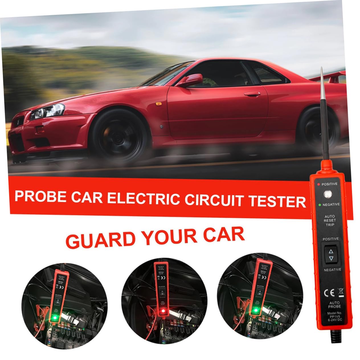 Probador Automotriz con Pinzas y Negativas Tester Eléctrico Continuidad Polaridad y Diagnóstico Sistemas Vehículo Cable Pies para y Pruebas Rápidas