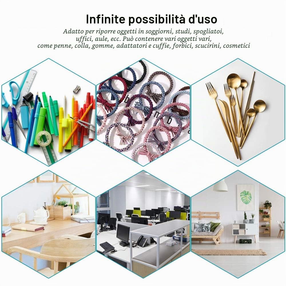 2 cassetti autoadesivi da scrivania sottostruttura grigio Fit Desk cassetto portamatite nascosto sotto plastica organizer da scrivania invisibile per ufficio tavolo