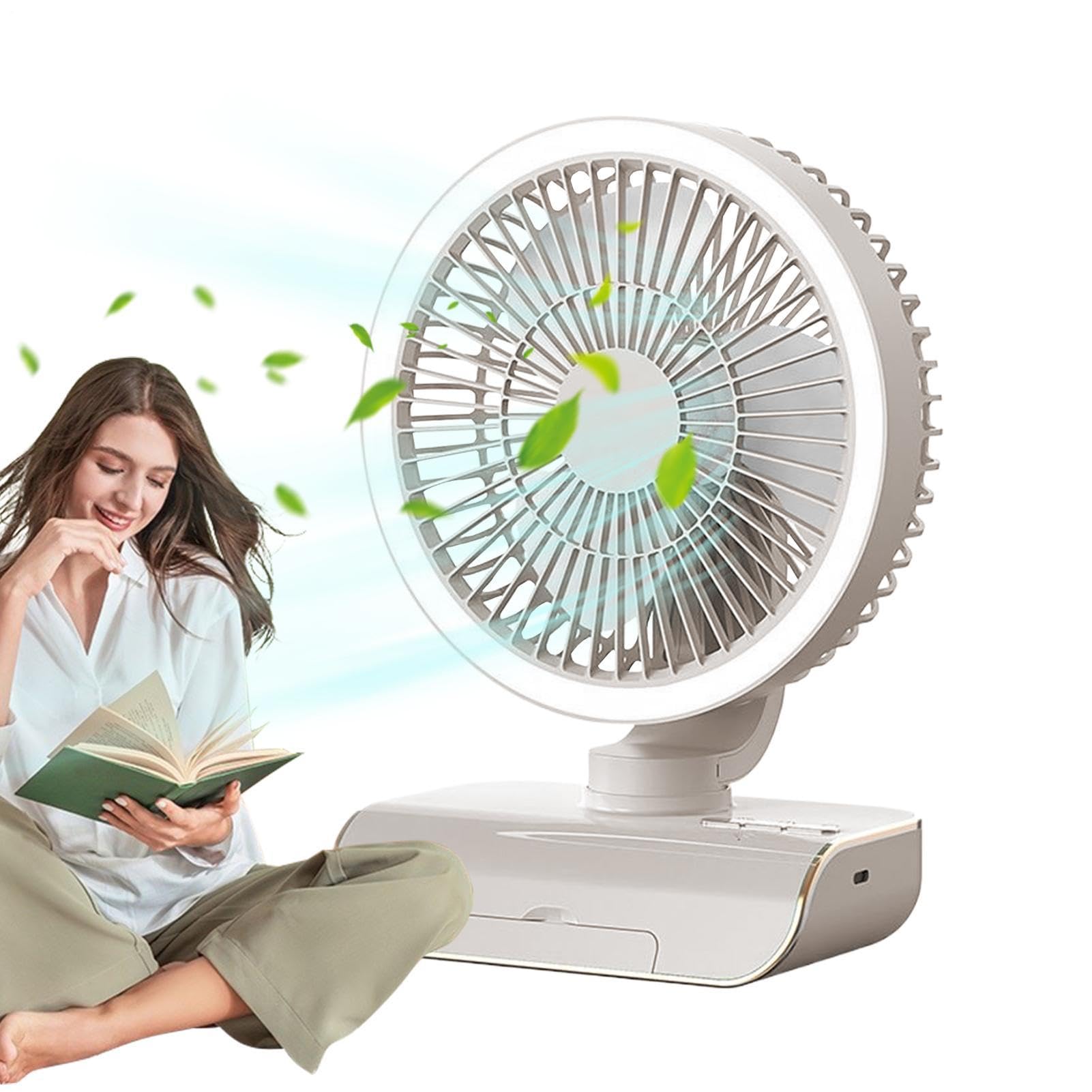 Generico Ventilatore Da Tavolo Oscillante | 5 Velocità Ventilatore Personale Oscillante con Telecomando | 2000mAh Ricaricabile Rinfrescante Aria, da Viaggio per Uomo e Donna