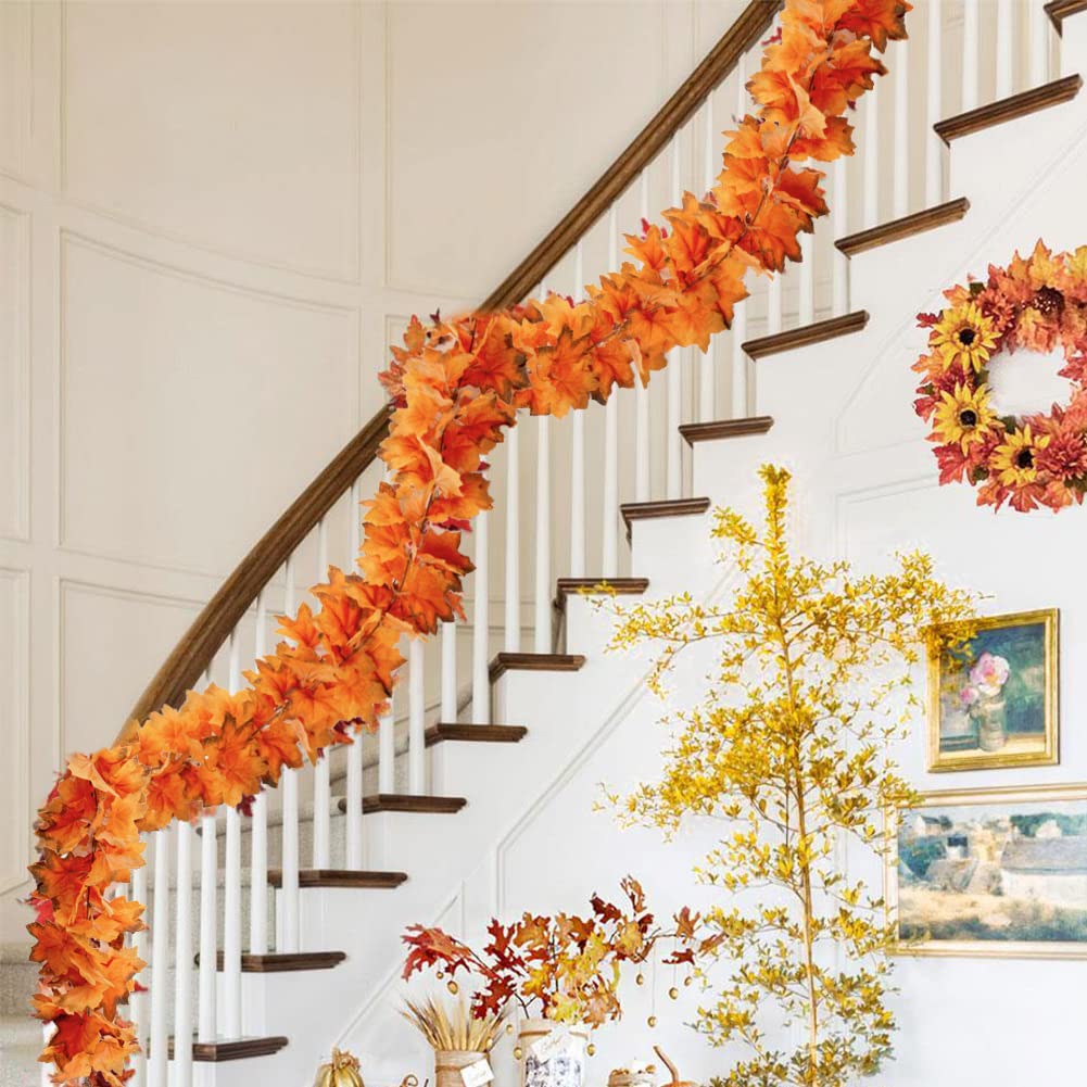 Künstliche Ahornblatt Girlande 2x180cm - Herbstdeko Für Innen & Außen