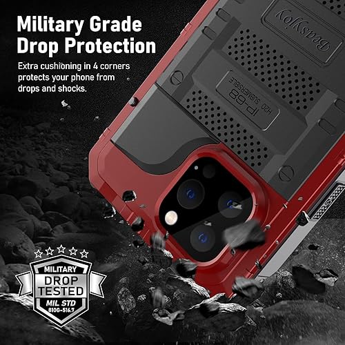 Miniatura 66 de Beasyjoy Funda impermeable para iPhone 13, funda de metal con protector de pantalla integrado, resistente protección de cuerpo completo, grado