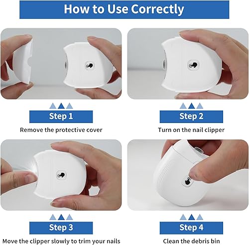 Miniatura 9 de Cortaúñas eléctrico, 2 velocidades, recortador de uñas eléctrico automático para adultos, personas mayores, bebés y niños con luz LED, cortaúñas