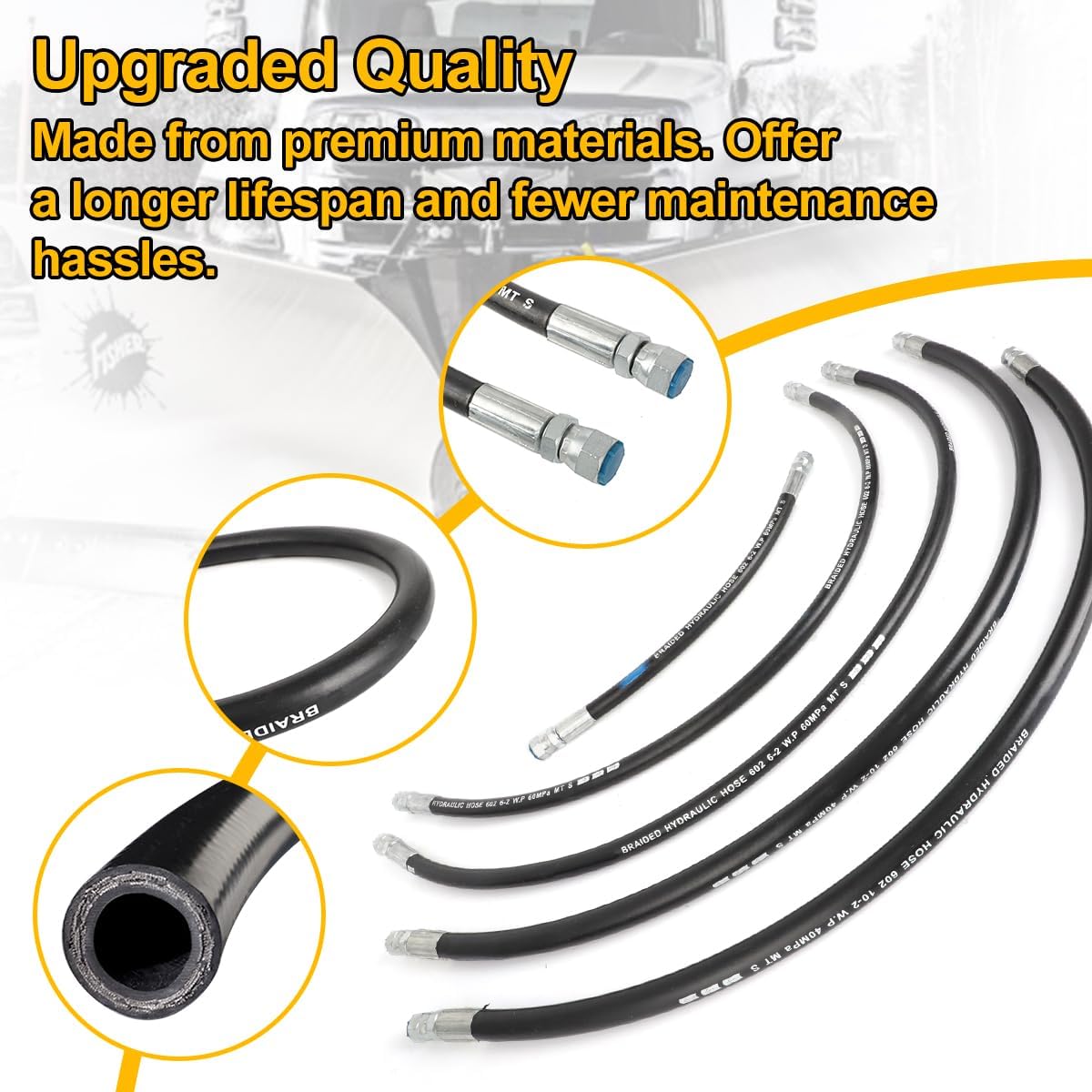 For Fisher XV2 Snowplow Upgraded Hydraulic Hose Kit Snowplow Hose Assembly