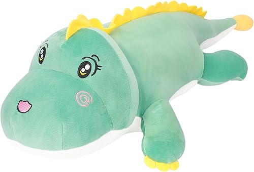 Almohada de felpa de dinosaurio, juguete de peluche de dinosaurio de peluche, almohada suave para abrazar, 23.6 pulgadas, lindo dinosaurio verde de