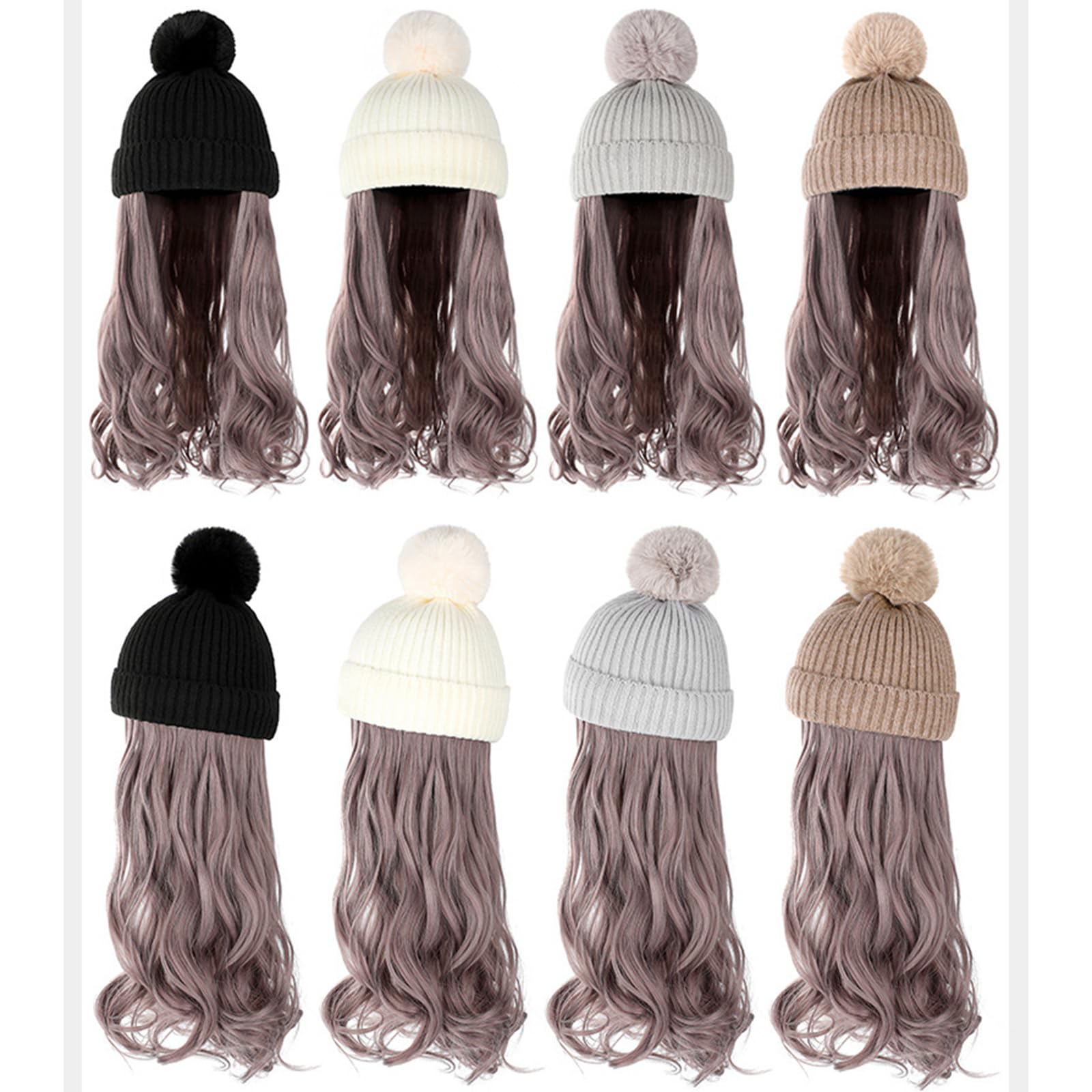 Mädchen Mützen Mit Haarverlängerungen Hübsch Gestrickt Buntes Haar Geschenk Für Halloween Lockige Haarverlängerungen 21 6 Zoll In Der Länge