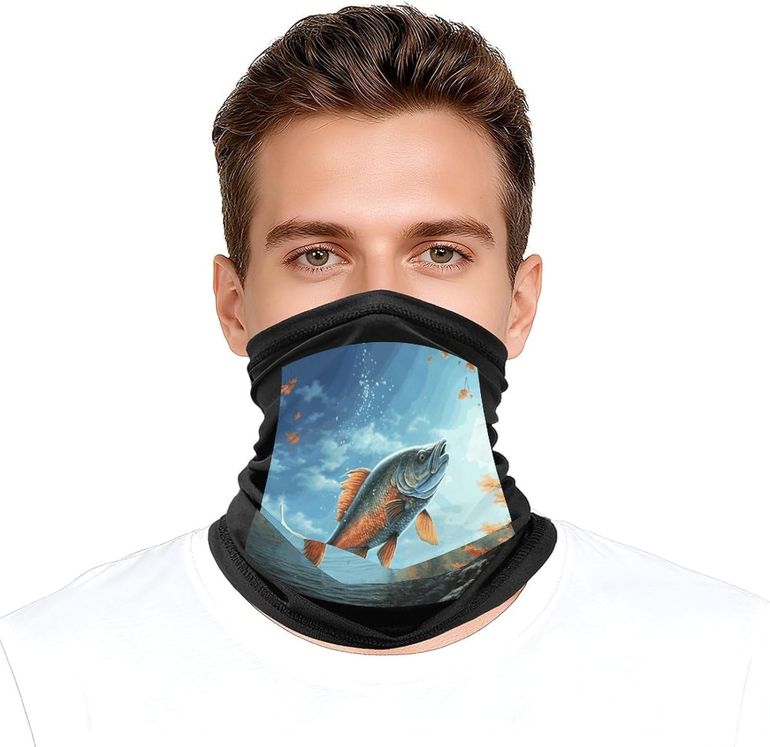 Safflower Flying Fish Face Mask for Men Women,Neck Gaiter Sunscreen Breathable,Face Cover for Skiing Fishing Hiking Cycling