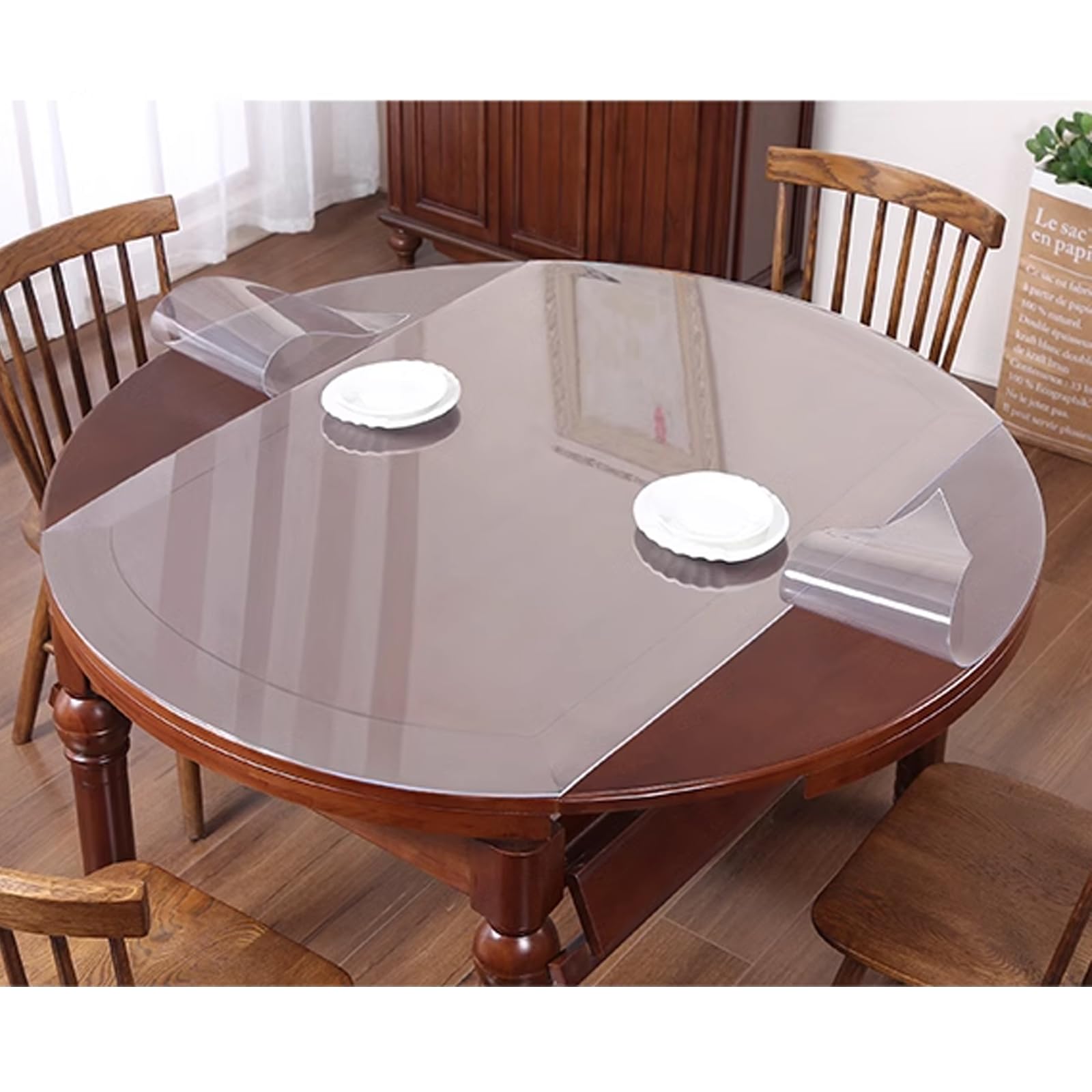 Transparente Runde Tischschutzfolie, 1,3mm Geruchlose Antibakterielle Runde Tischmatte, Transparente Kunststoff-PVC-Tischschutzfolie, Transparente Restauranttischdecke (Diameter 180cm/71in)