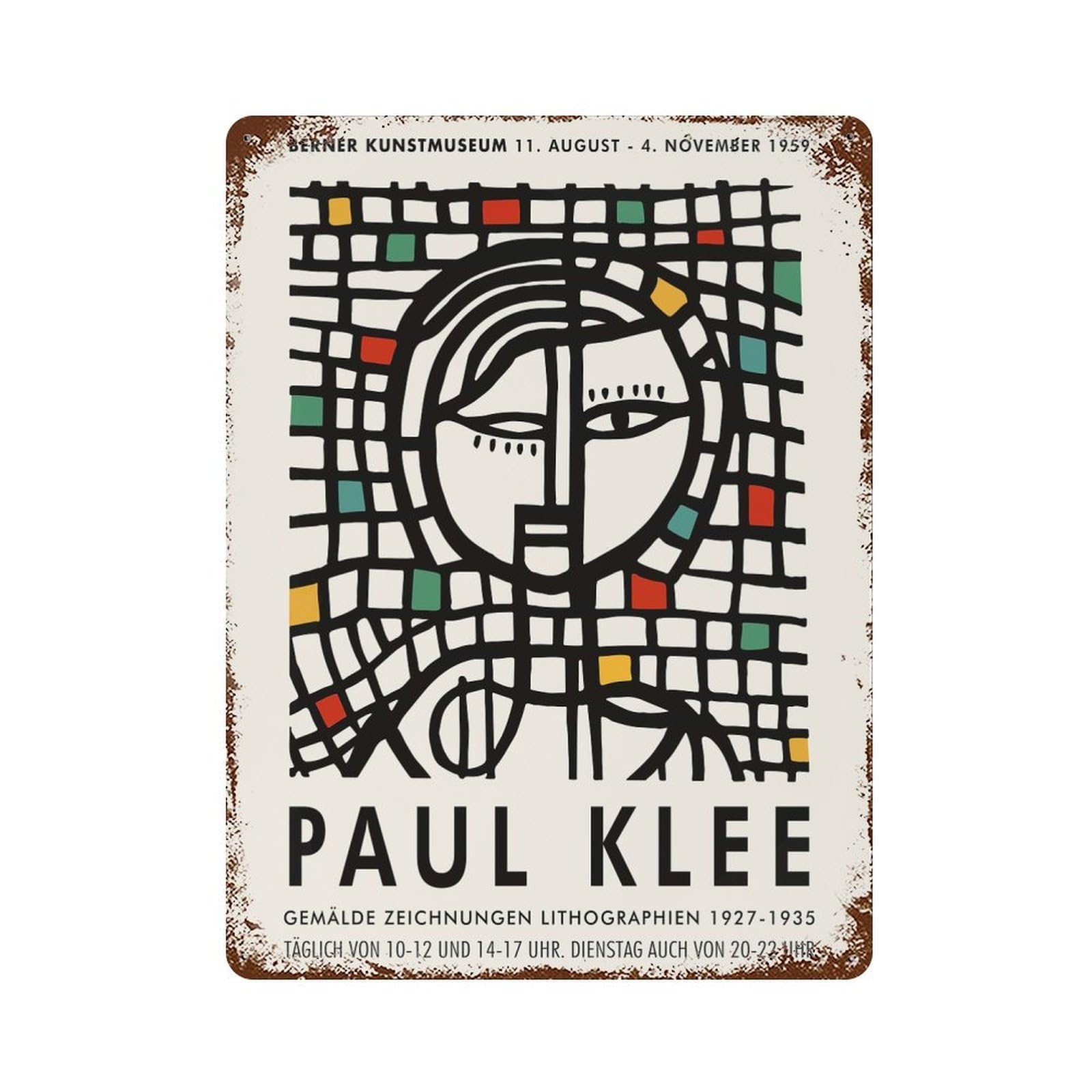 Paul Klee Exhibition 1959 Retro Metal Sign 15.7"x11.8", Decorative Metal Wall Art for Basement, Hobby Room And Garage Decor