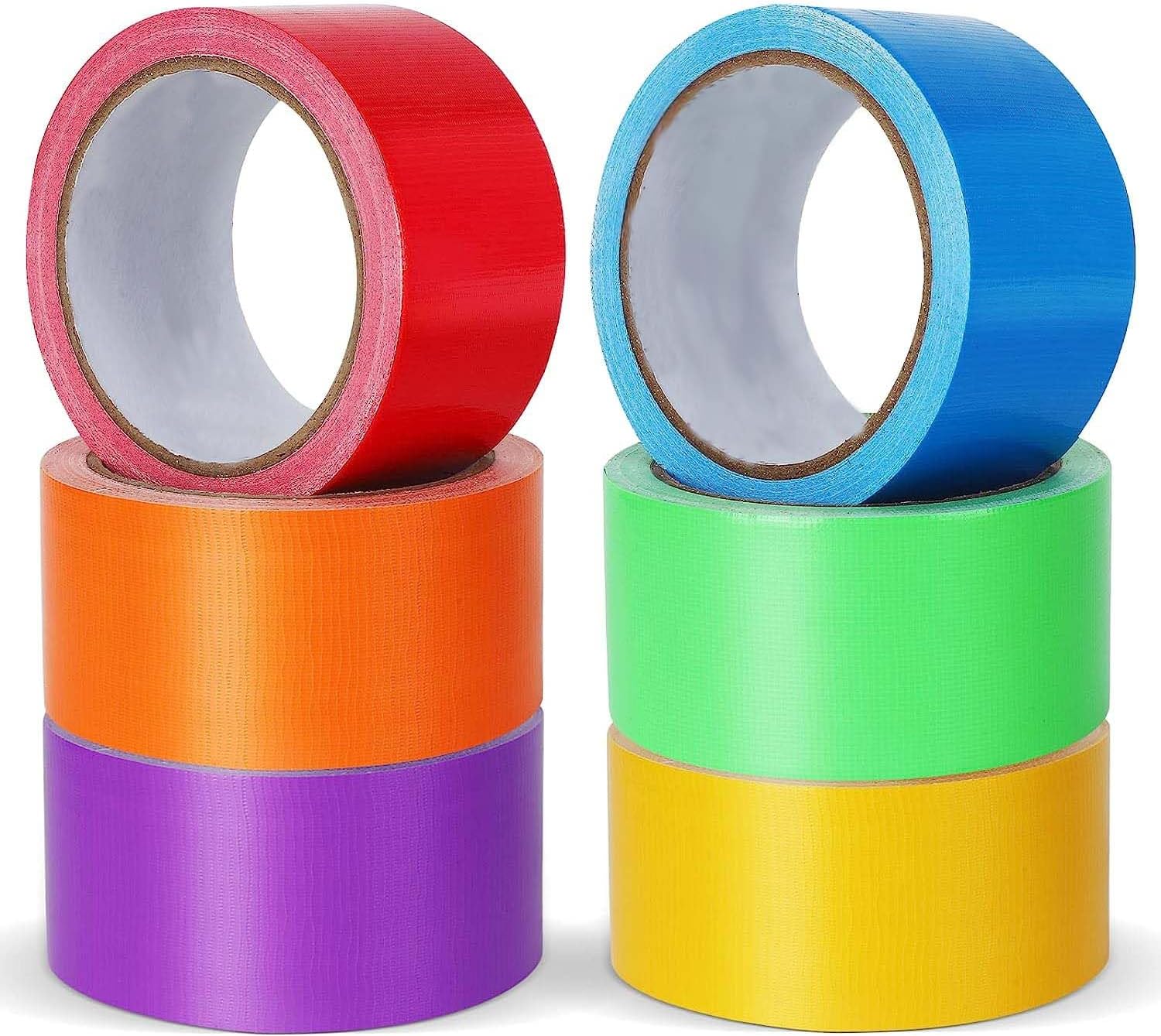 – Rainbow Colored Duct Tape, 6-Pack Heavy Duty, No Residue, Tear by Hand & Waterproof, Great Bright Duct Tape for Packaging, Arts & Crafts, Color-Coding, and DIY Projects, 45mm*18m