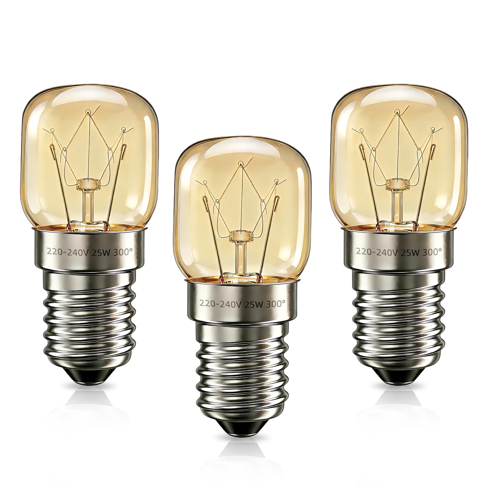 E14 Glühbirne Backofen 300 Grad Hitzebeständig Dimmbar, T22 SES E14 Sockel Backofenlampe Warmweiß 2700K, Ofenlampe mit T22 Kapsel , Pygmy Lampen für Mikrowellen/Ofen/Salzlampe/Kühlschrank, 3 Stück