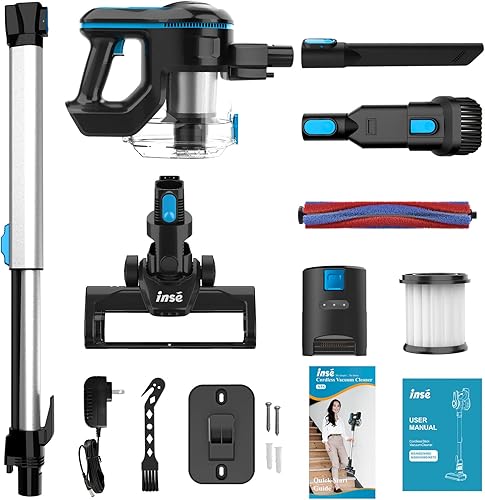 Miniatura 9 de INSE Cordless Vacuum Cleaner, 6-in-1 Rechargeable Stick Vacuum with 2200 m-A-h Battery, Powerful Lightweight Vacuum Cleaner, Up to 45 Mins Runtime