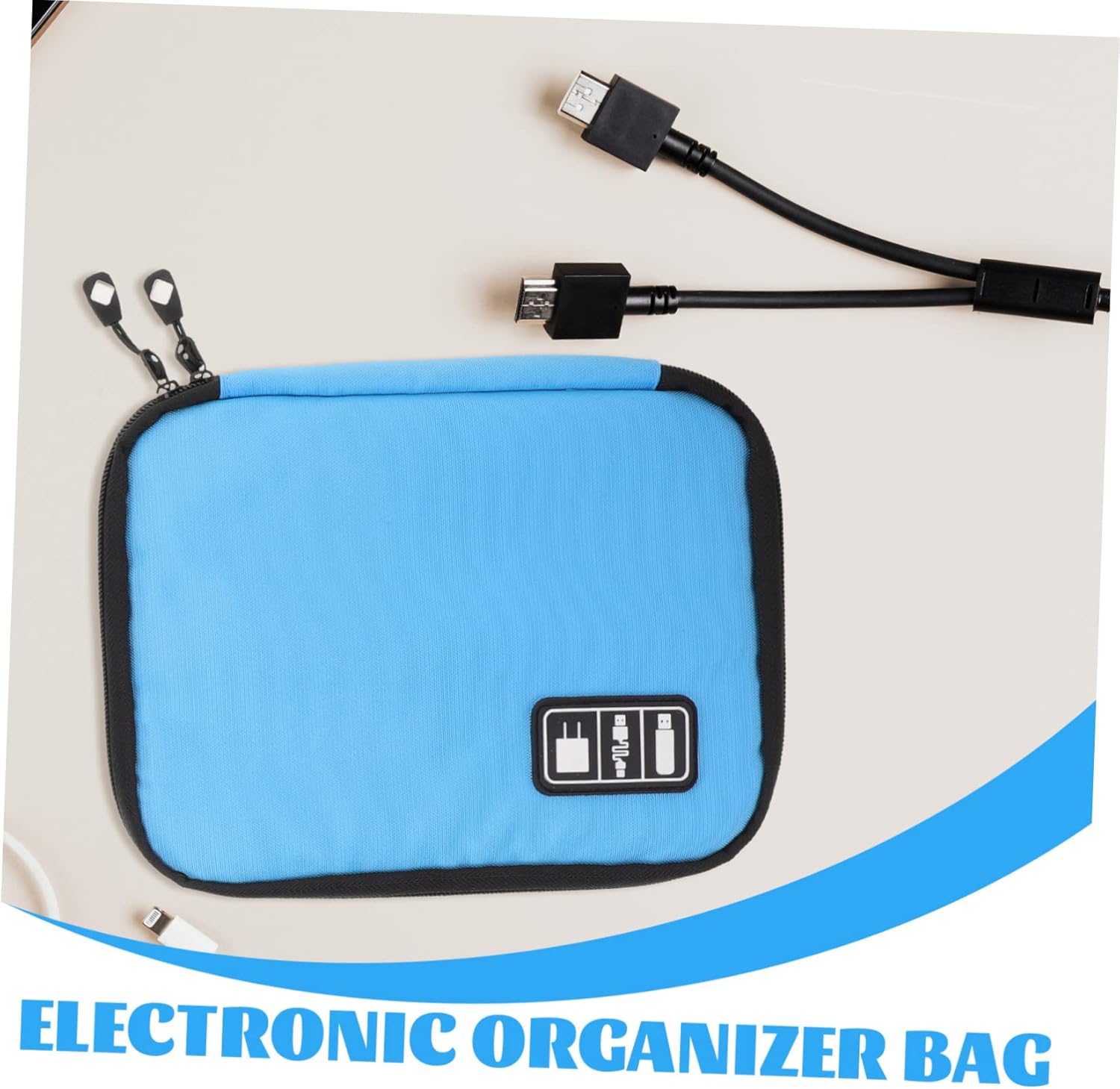 KALLORY 3pcs Travel Electronic Organizer Bag Portable Digital Storage Case for Cables Chargers Earphones USB Flash Drives Multi Purpose Compact Carrying Pouch Blue Black Gray