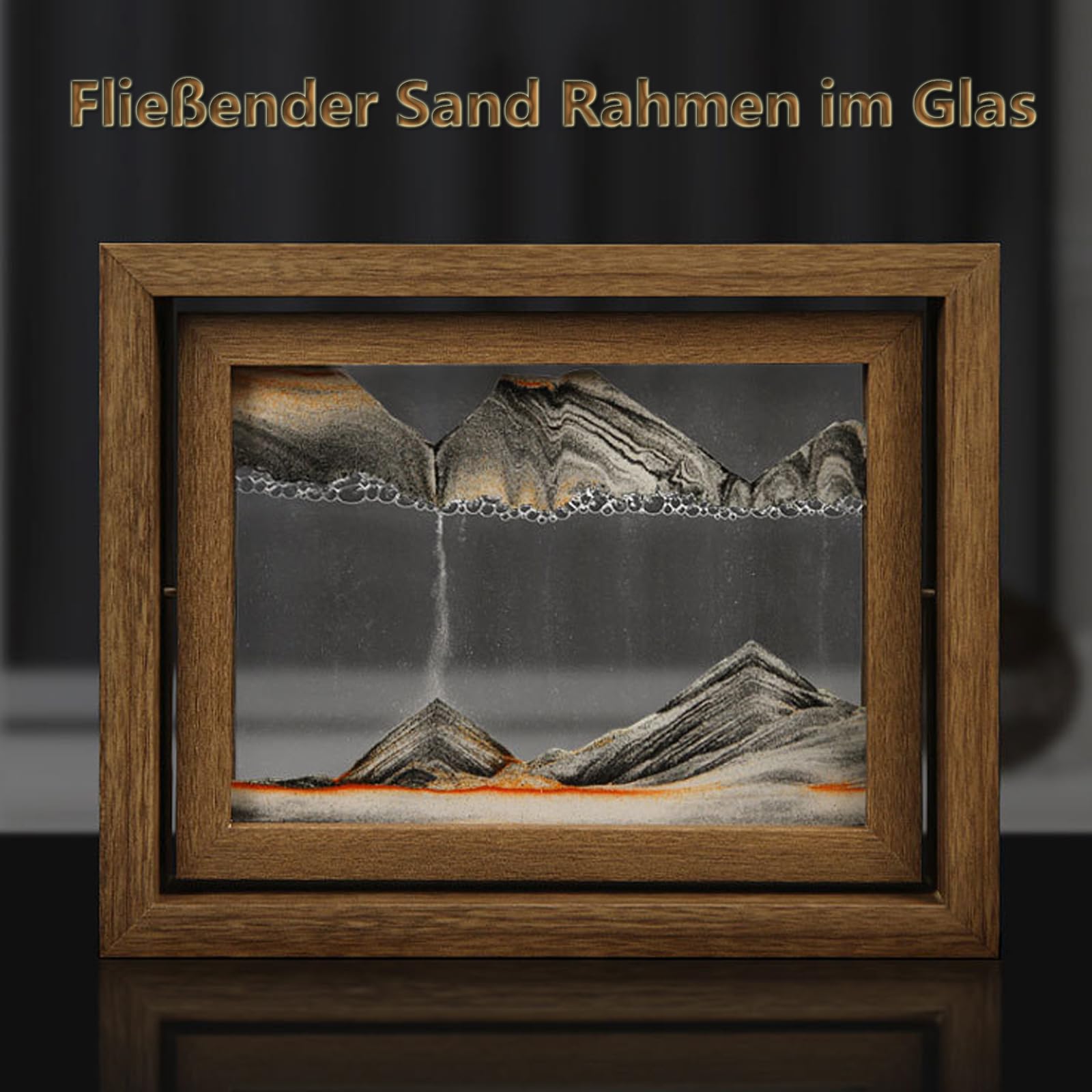 EUPXRHY Flowing Sand Frame Made Of Wood, Sand Picture For Rotating With Glass, Colourful 3D Sand Pictures Children, Flowing Sand Painting, Office Table Decoration For Office Relaxation, 25.5 X 20.5