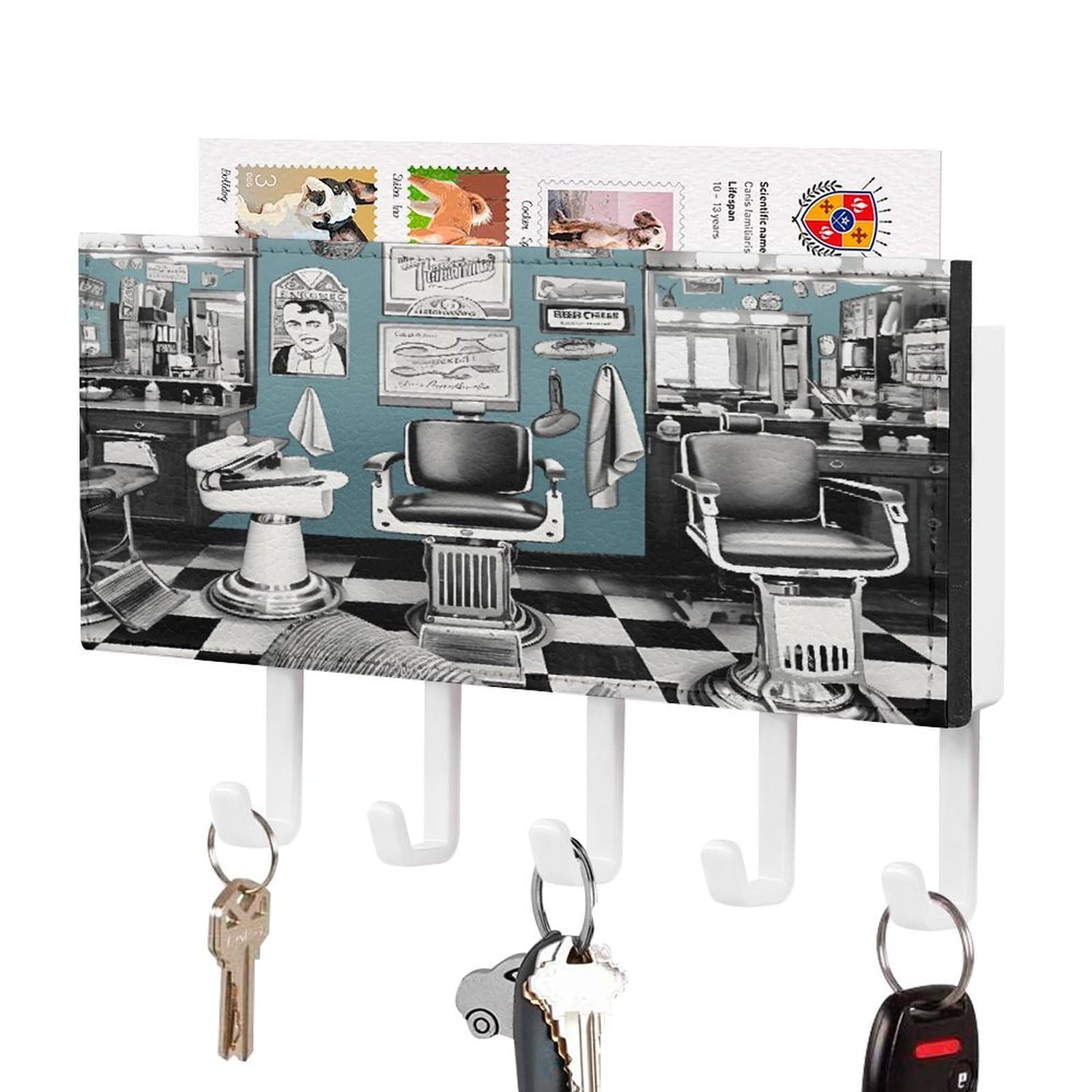 Soporte para llaves de pared adhesivo con estante de metal y organizador