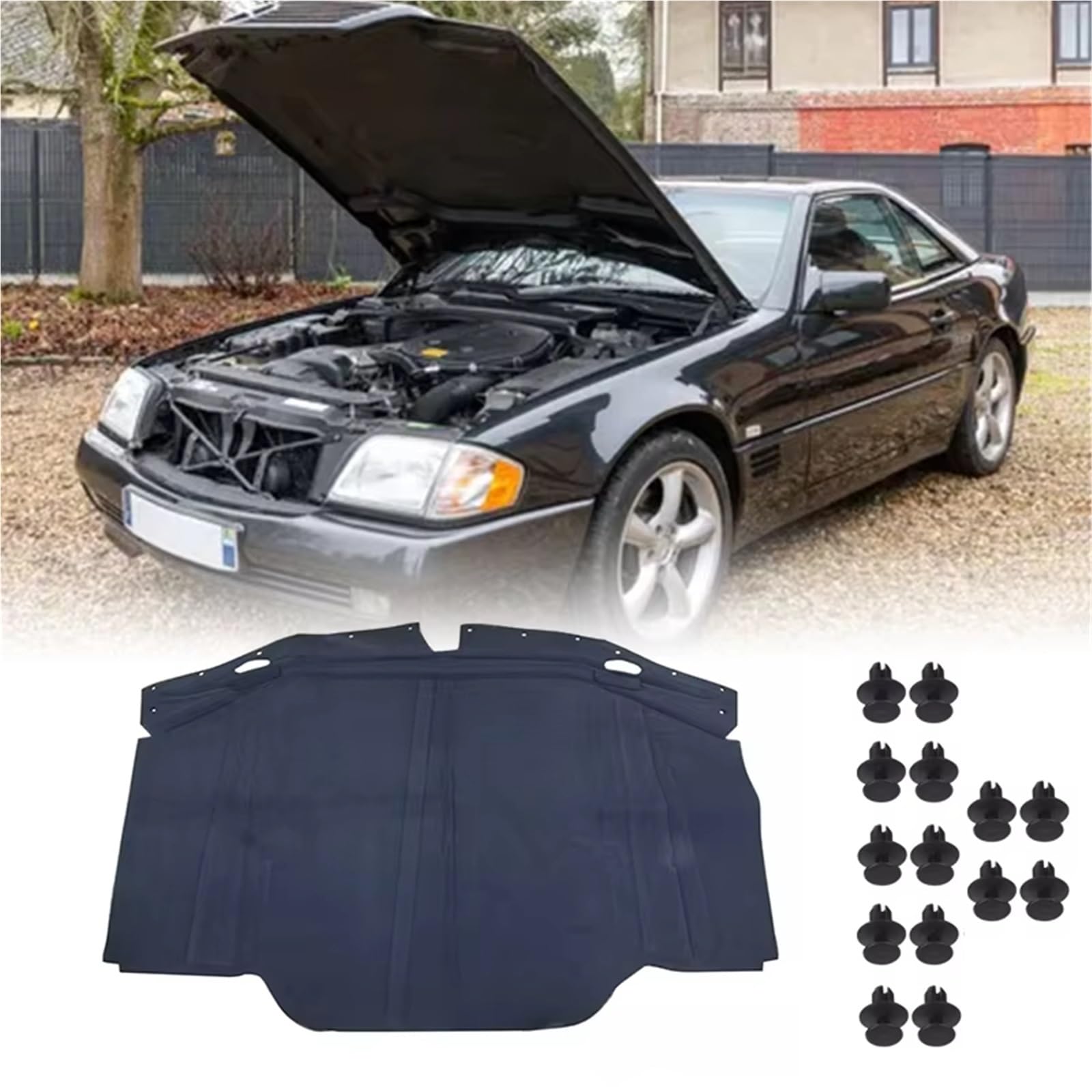 Compatible Con Benz SL600 1994 1995 1996 1997 1998 1999 2000 Almohadilla Aislante Para Capó Alfombrilla Insonorizada Para Motor OEM: 1296802025