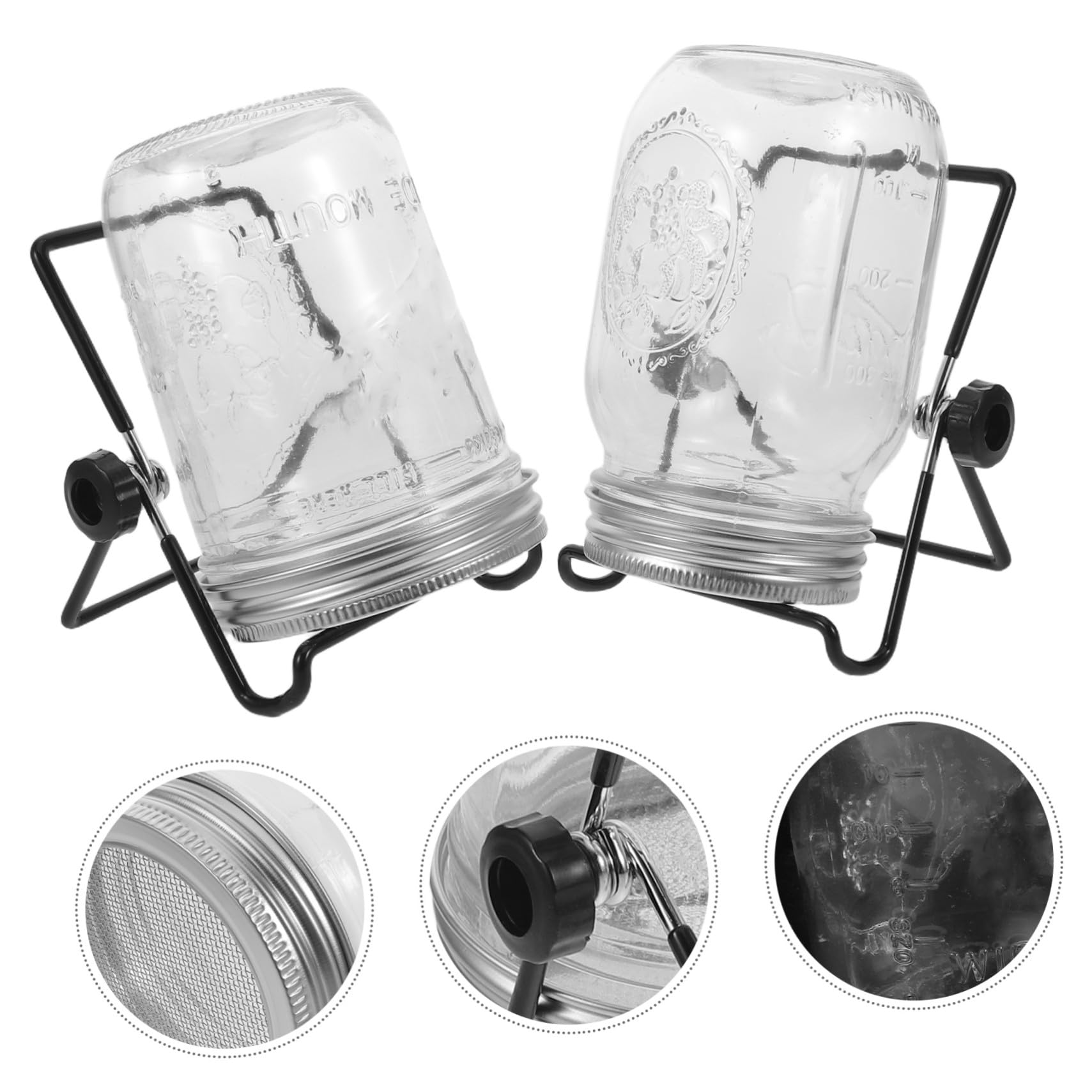 SOIMISS Kit de Cultivo para Germinación de Brotes de Soja 2 Juegos | Acero Inoxidable y Vidrio, Tapa de Malla Ventilada, para Encimeras de Cocina y Balcones Espacio
