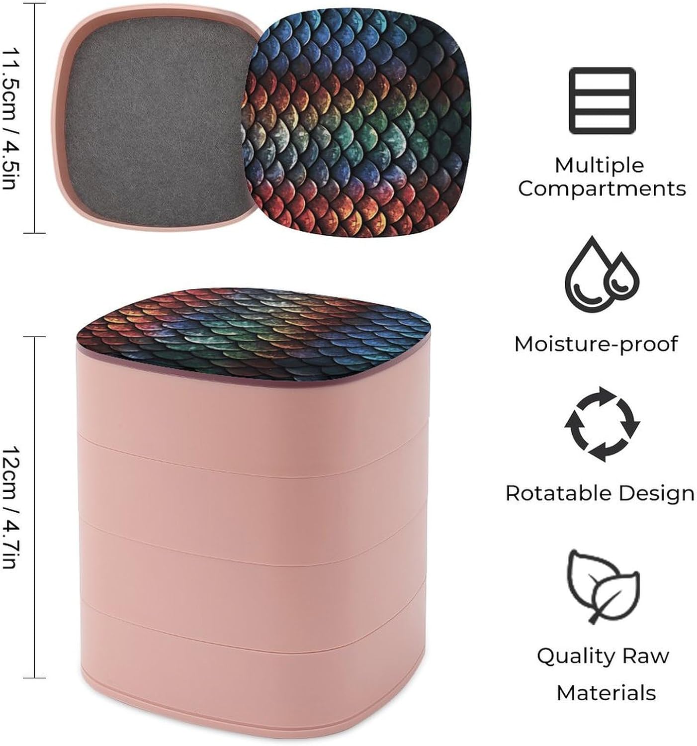 Dragon Scale 4-Layers 360°Rotating Jewelry Box image 2