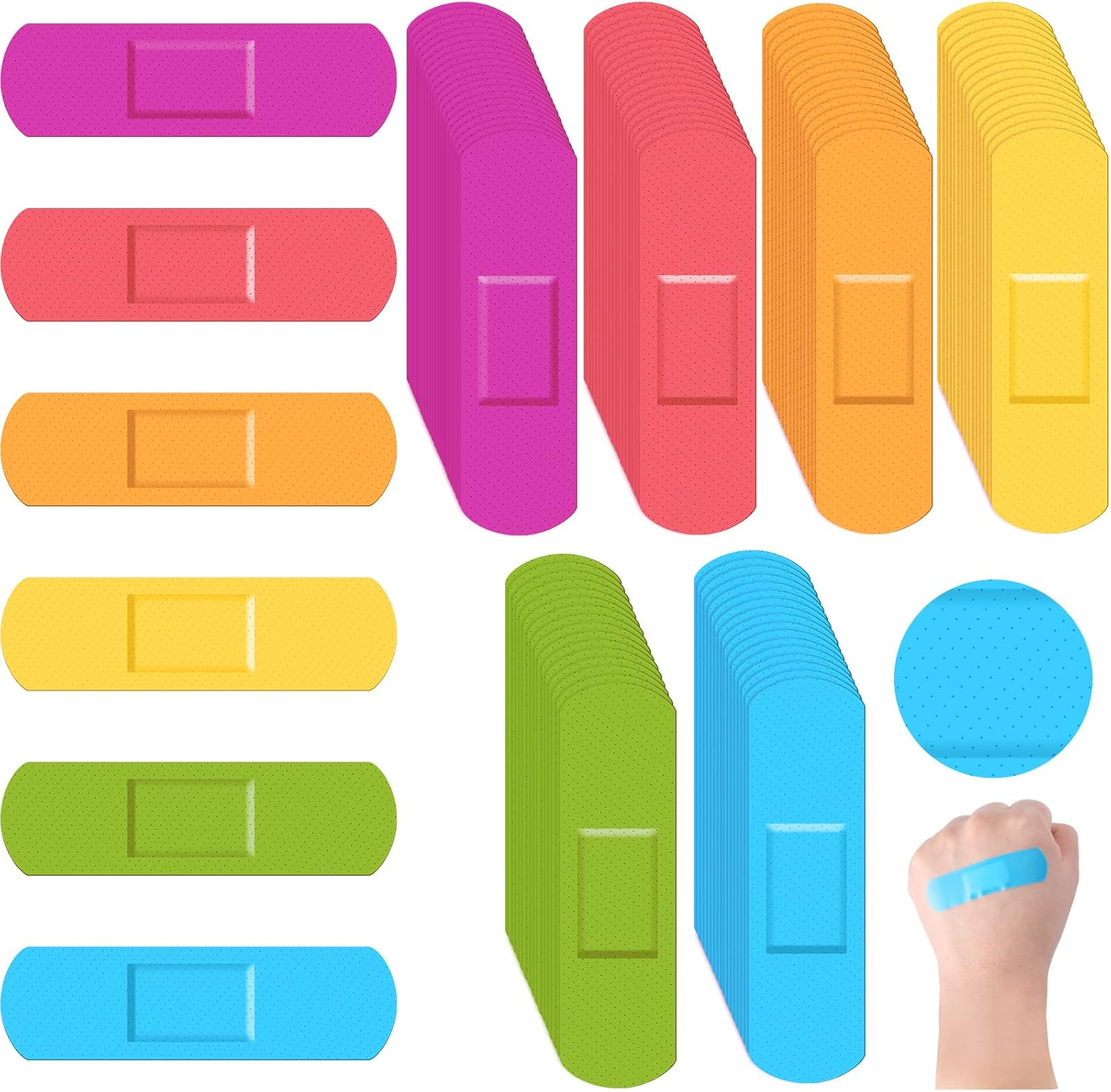 Yinder 540 Pcs Kids Bandages Bulk Colorful Flexible Bandages Neon Waterproof Breathable Strip Protect Cuts and Scrapes for Children Toddlers, 2.83'' x 0.75''
