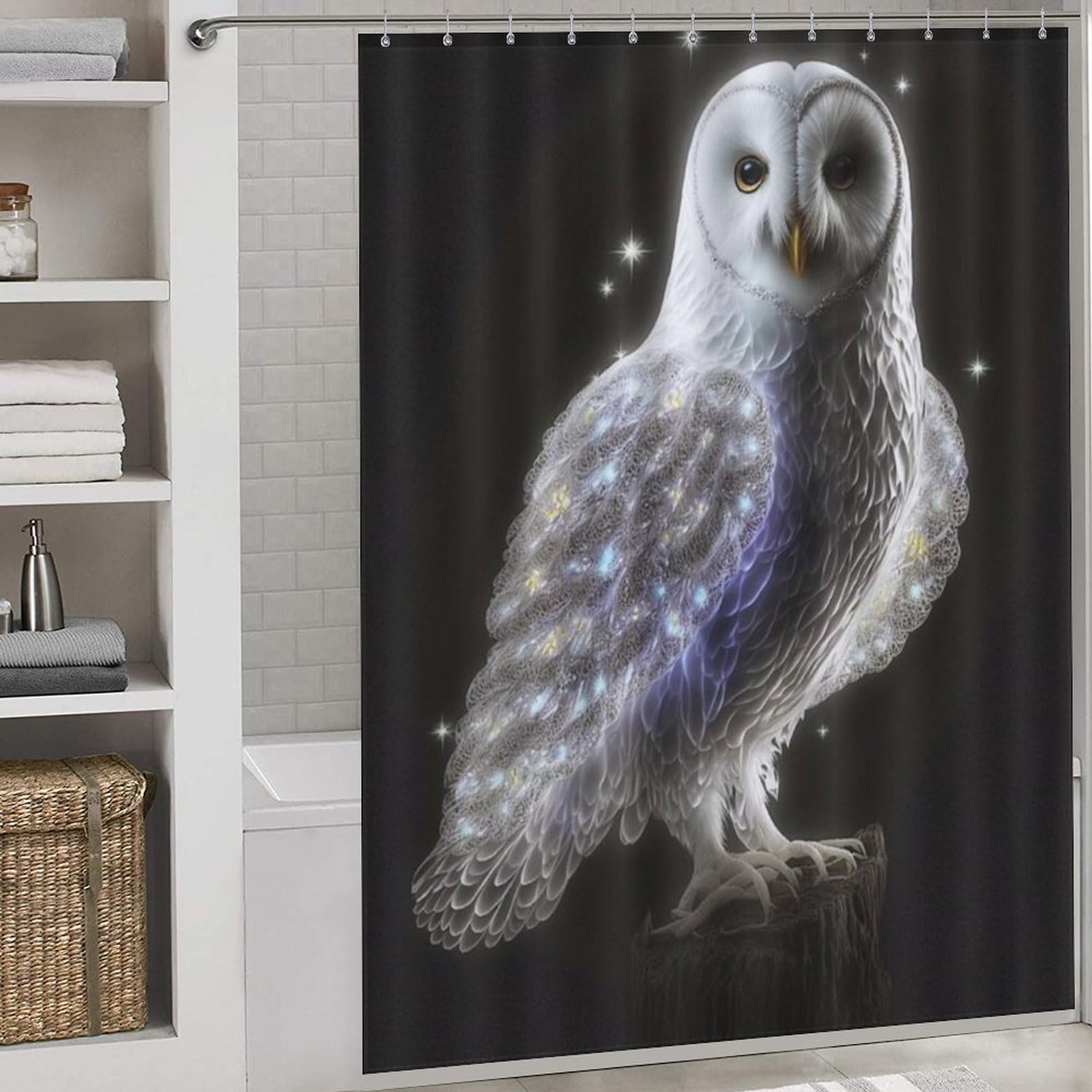 Rideau de douche imperméable et lavable en machine motif oiseau